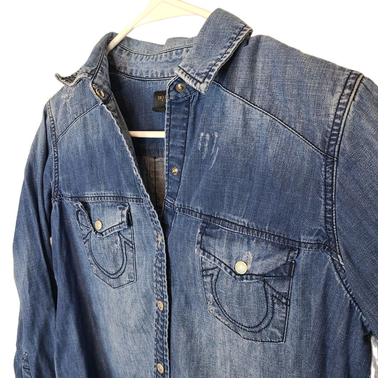 True Religion True Religion Denim Shirt Women XS Snap Western Cowgirl Size XS / US 0-2 / IT 36-38 - 4 Thumbnail