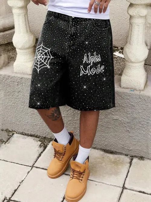 Japanese Brand × Vintage DRIP jeans jorts Y2K Rhinestone shorts Size US 34 / EU 50 - 1 Thumbnail