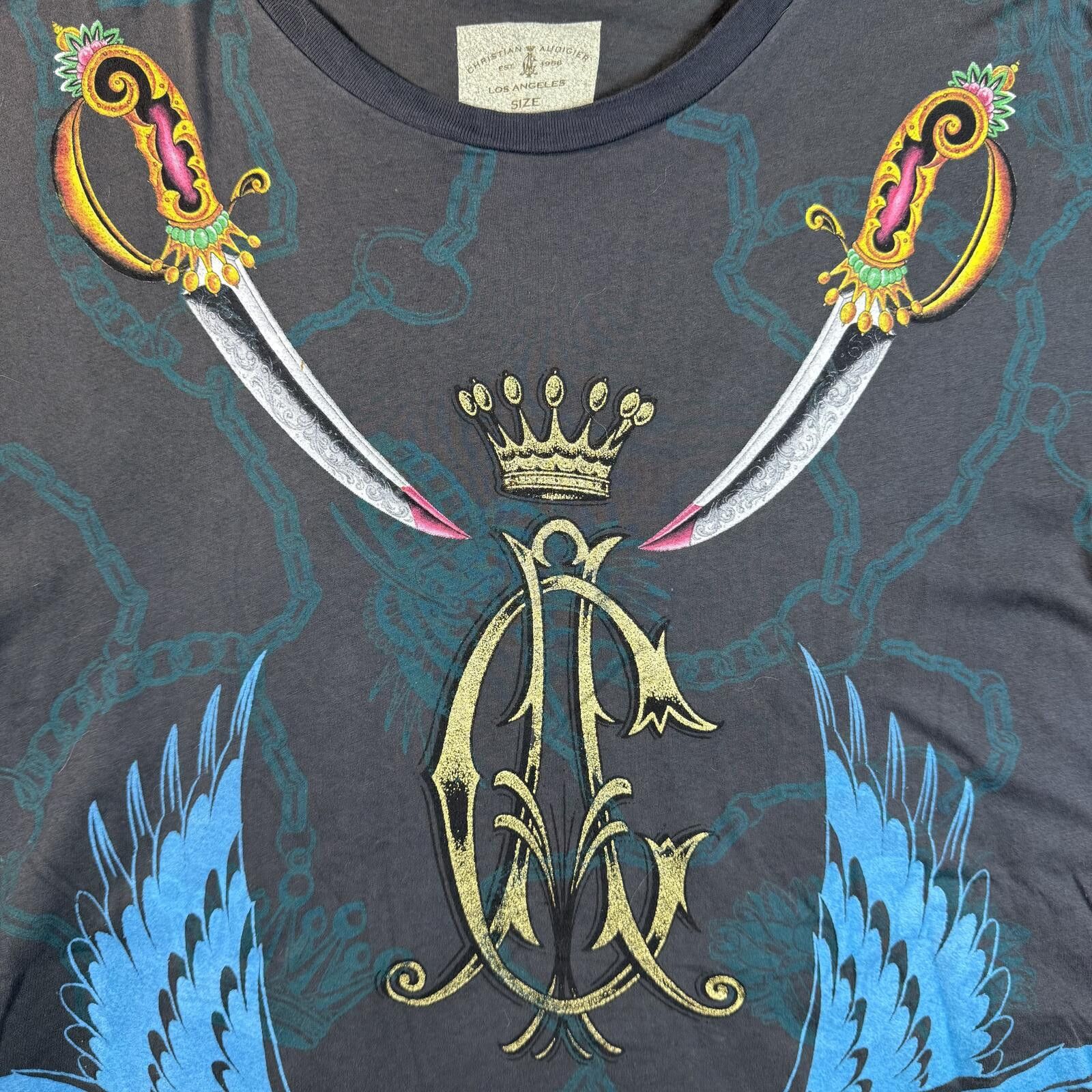 Christian Audigier Y2K Christian Audigier Eagle Crown Graphic Tee XL Size US XL / EU 56 / 4 - 3 Thumbnail