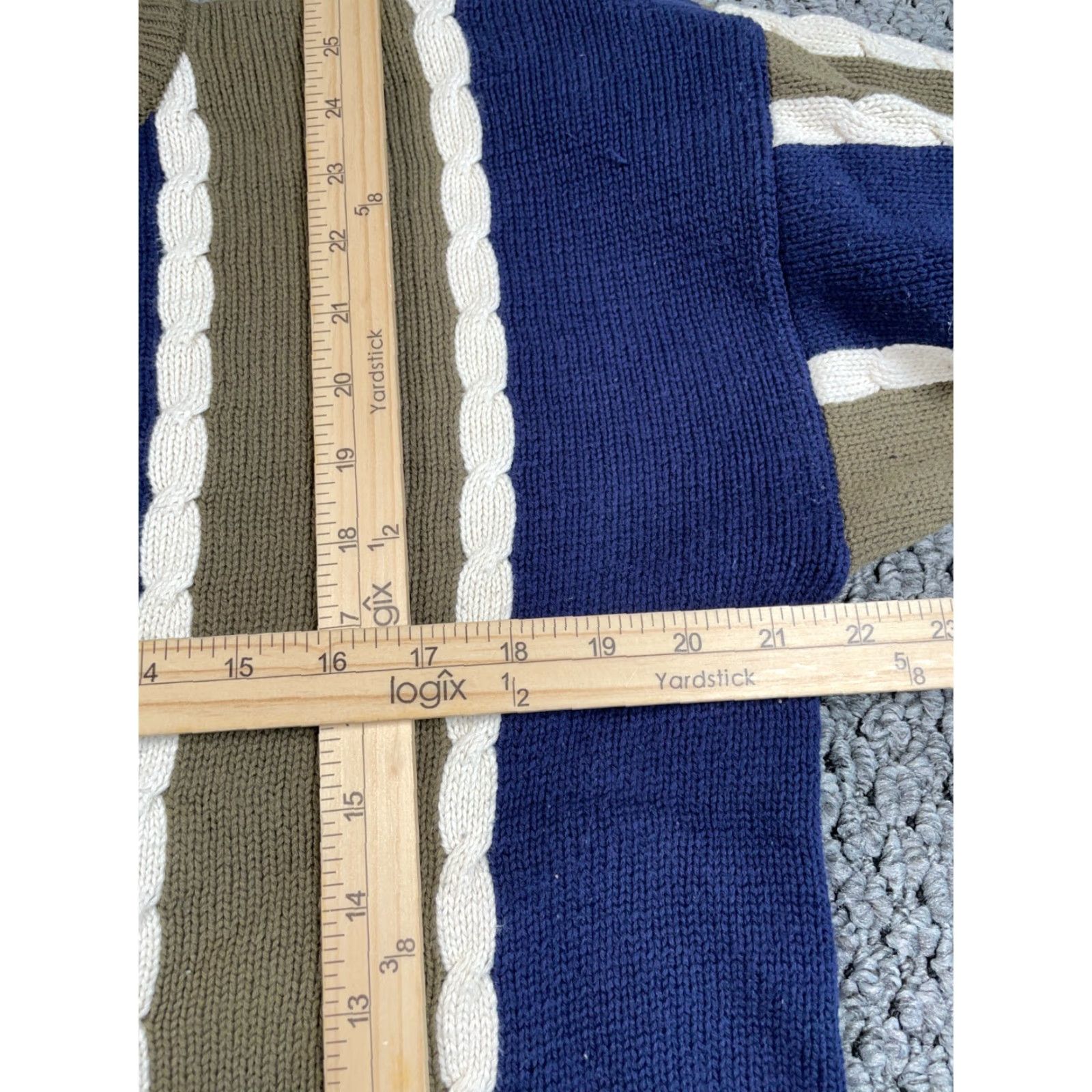 Vintage Vintage VTG 90s Textured Striped Pattern Sweater Adult Large (XL Tag) Green Blue Cotton Size US L / EU 52-54 / 3 - 7 Thumbnail