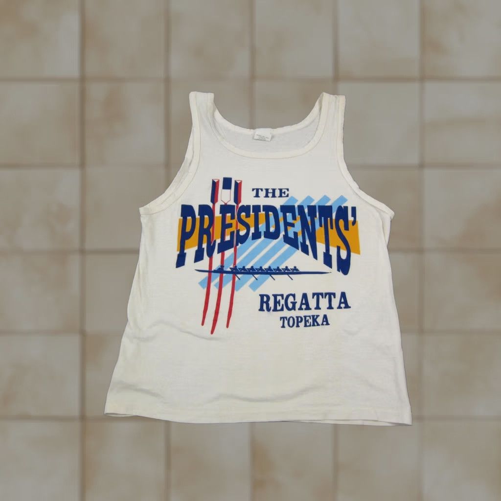 Vintage VINTAGE Center Cut Tank Top Shirt Mens Medium White Presidents Regatta Topeka Row Size US M / EU 48-50 / 2 - 1 Thumbnail