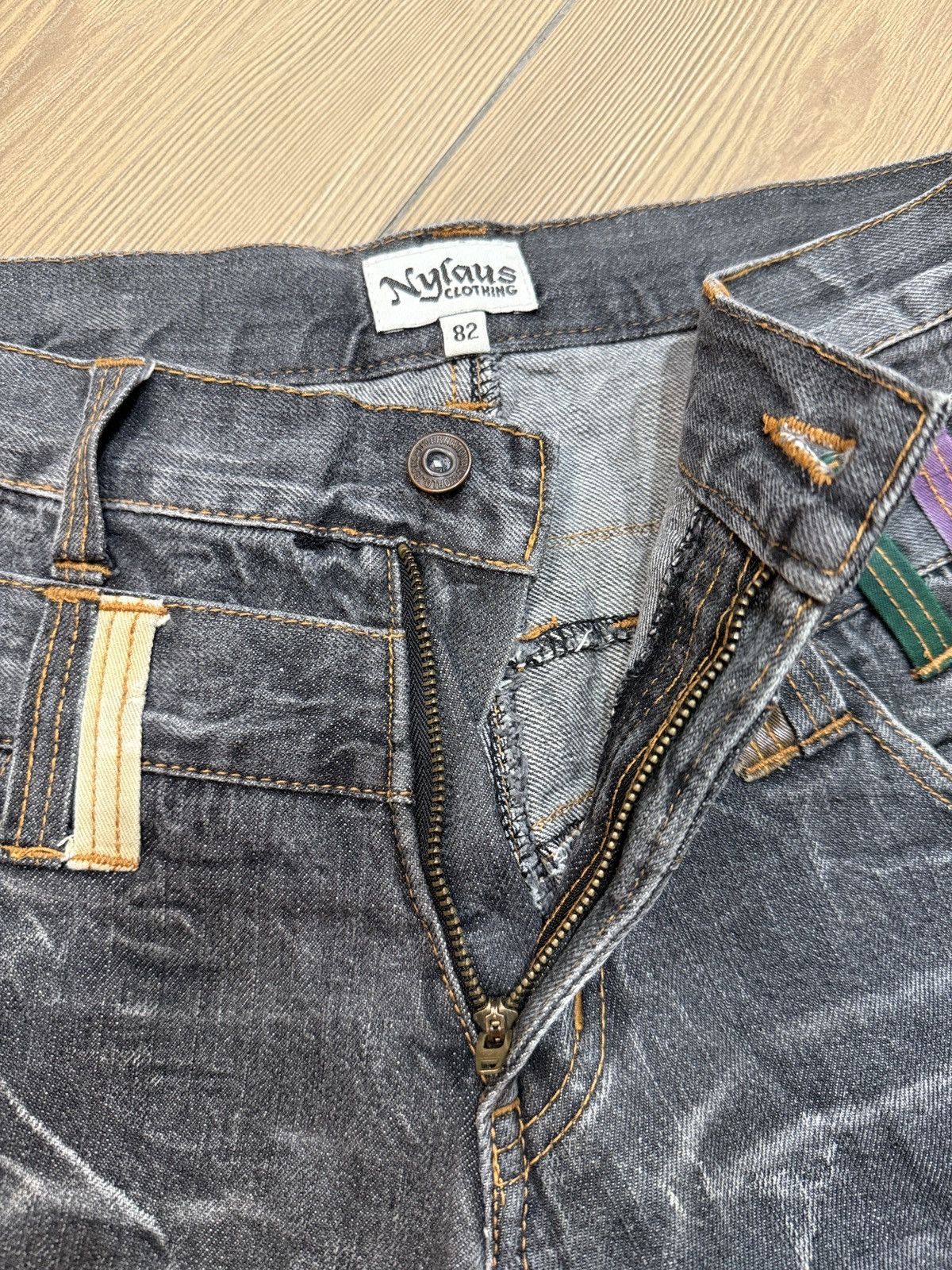 If Six Was Nine Nylaus Double Waist Jeans Denim Pants Thunder Design Size US 33 - 11 Thumbnail