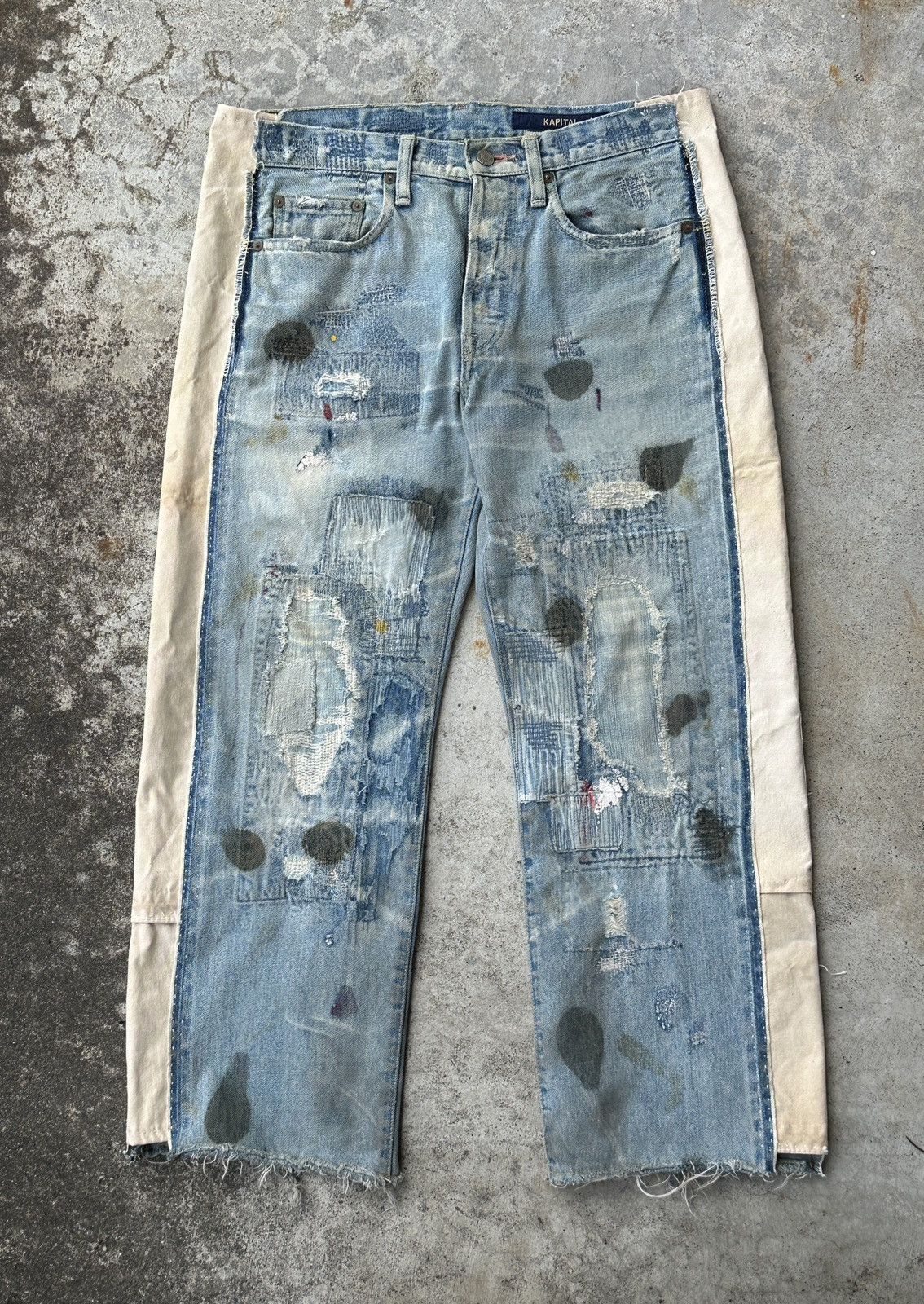 Kapital Kountry Boro Patchwork Denim Track pant Remake Size US 35 - 1 Thumbnail