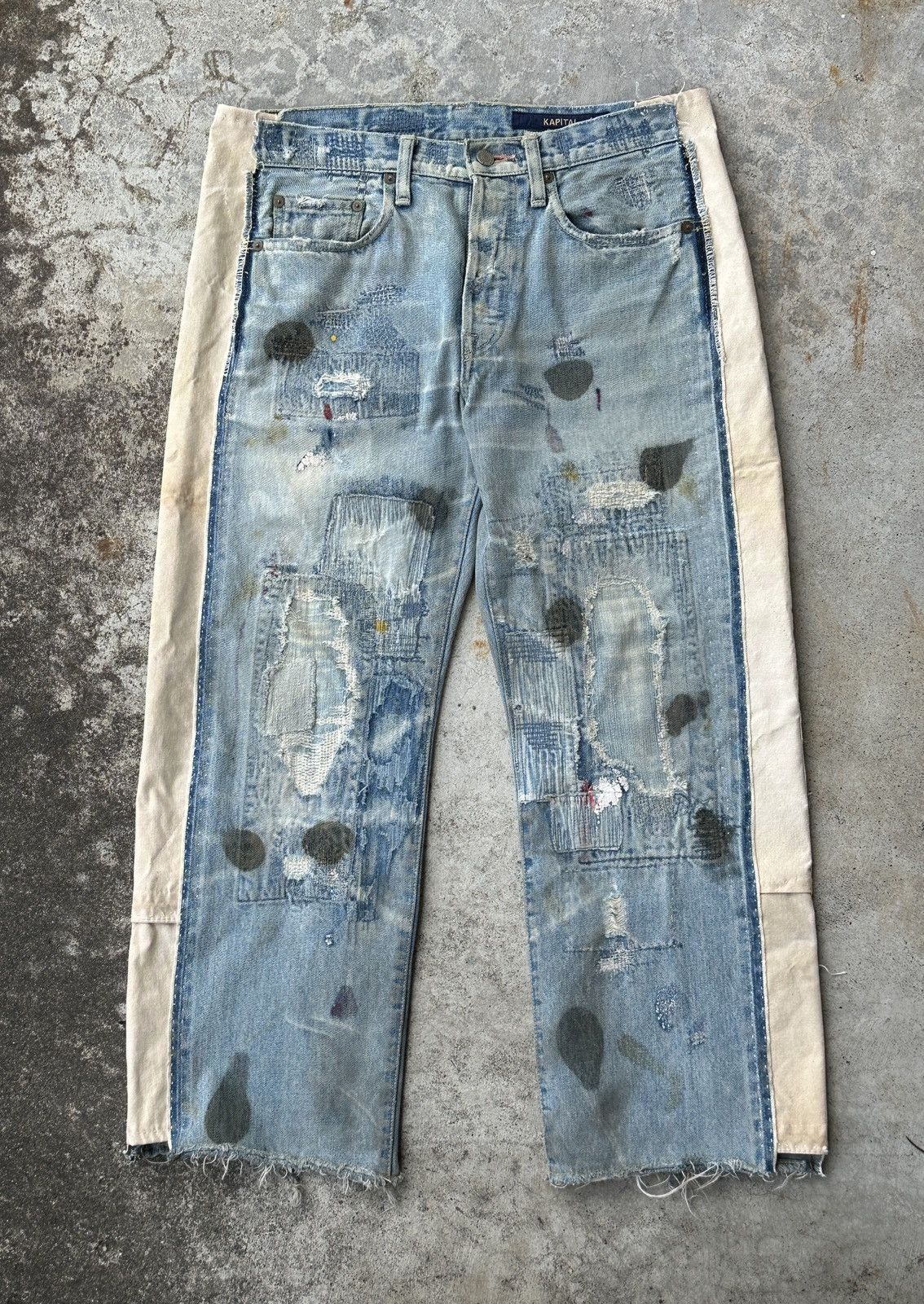 Pre-owned Kapital X Kapital Kountry Boro Patchwork Denim Remake In Stonewash