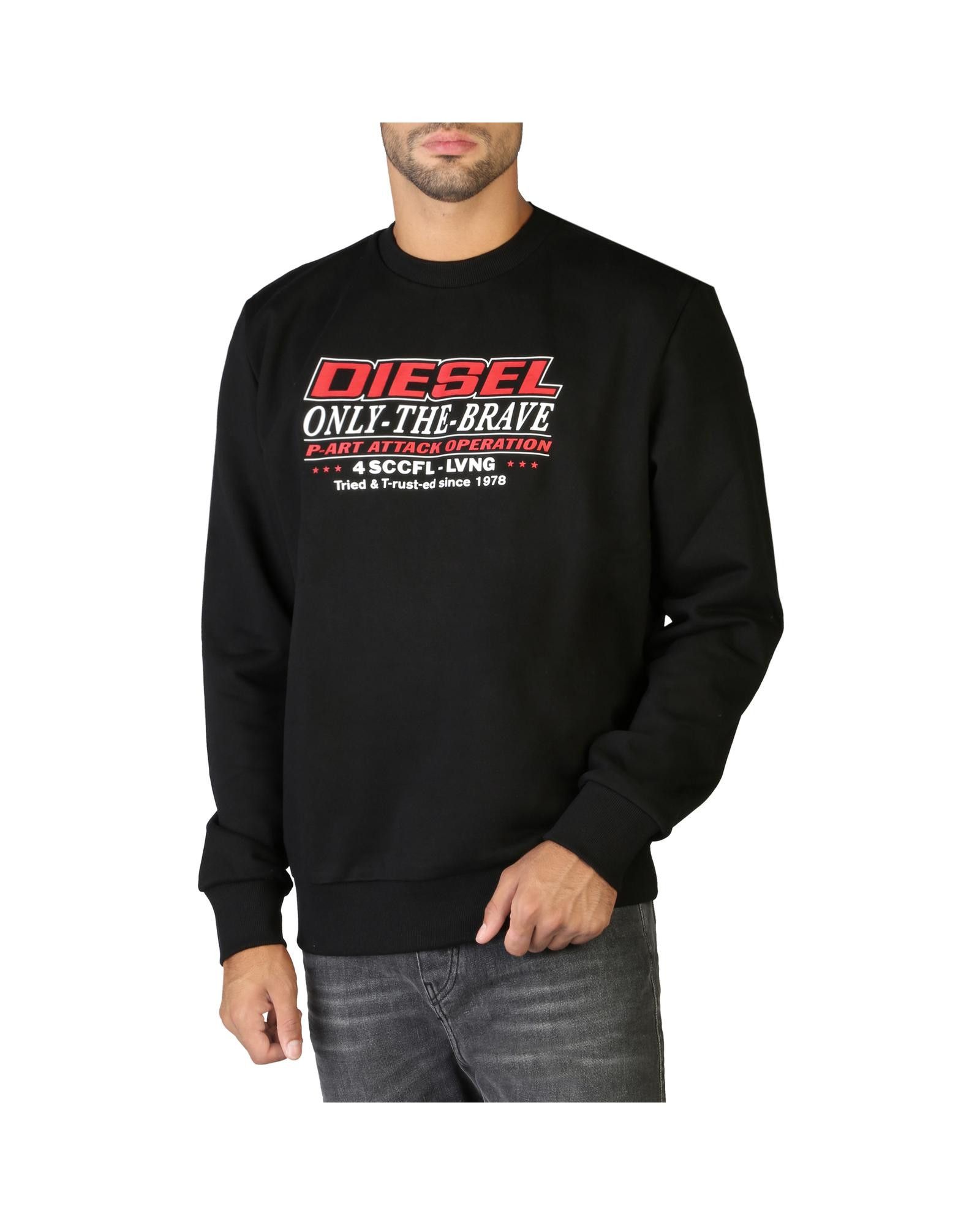 image of Diesel Solid Colour Round Neck Sweatshirt in Black, Men's (Size XS)