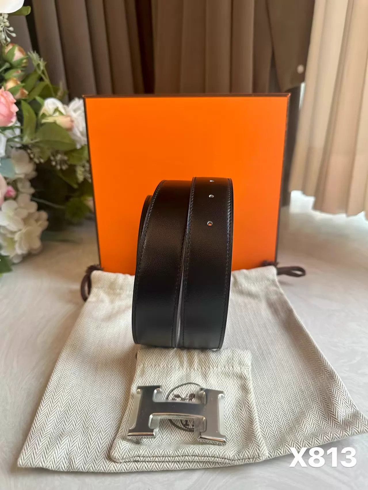 Hermes Hermès 3.2cm B Stamp 90cm Belt X813 New Size ONE SIZE - 3 Thumbnail