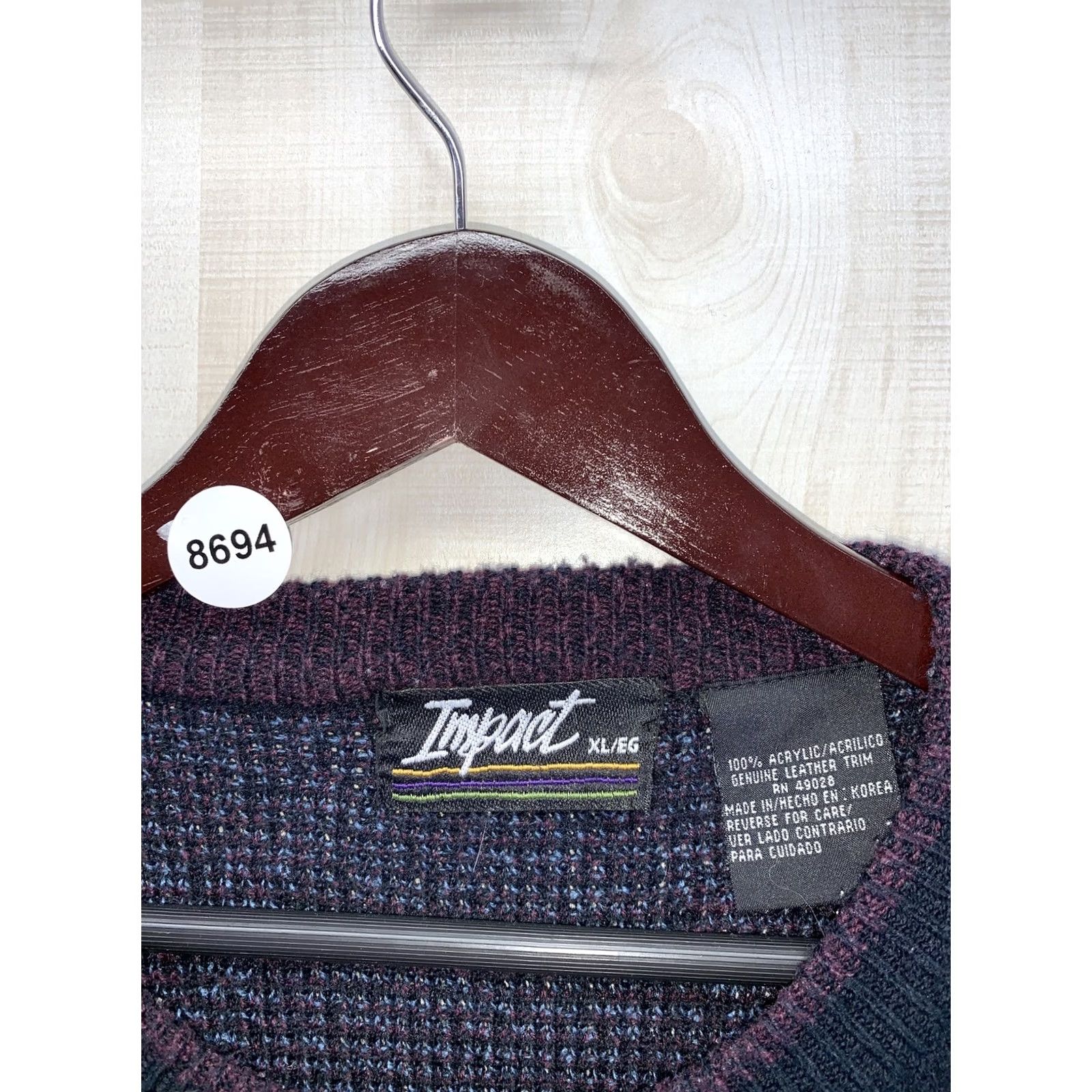 Vintage VINTAGE Impact Leather Patch Work Knit Sweater Mens XL 1980-90s Size US XL / EU 56 / 4 - 2 Thumbnail