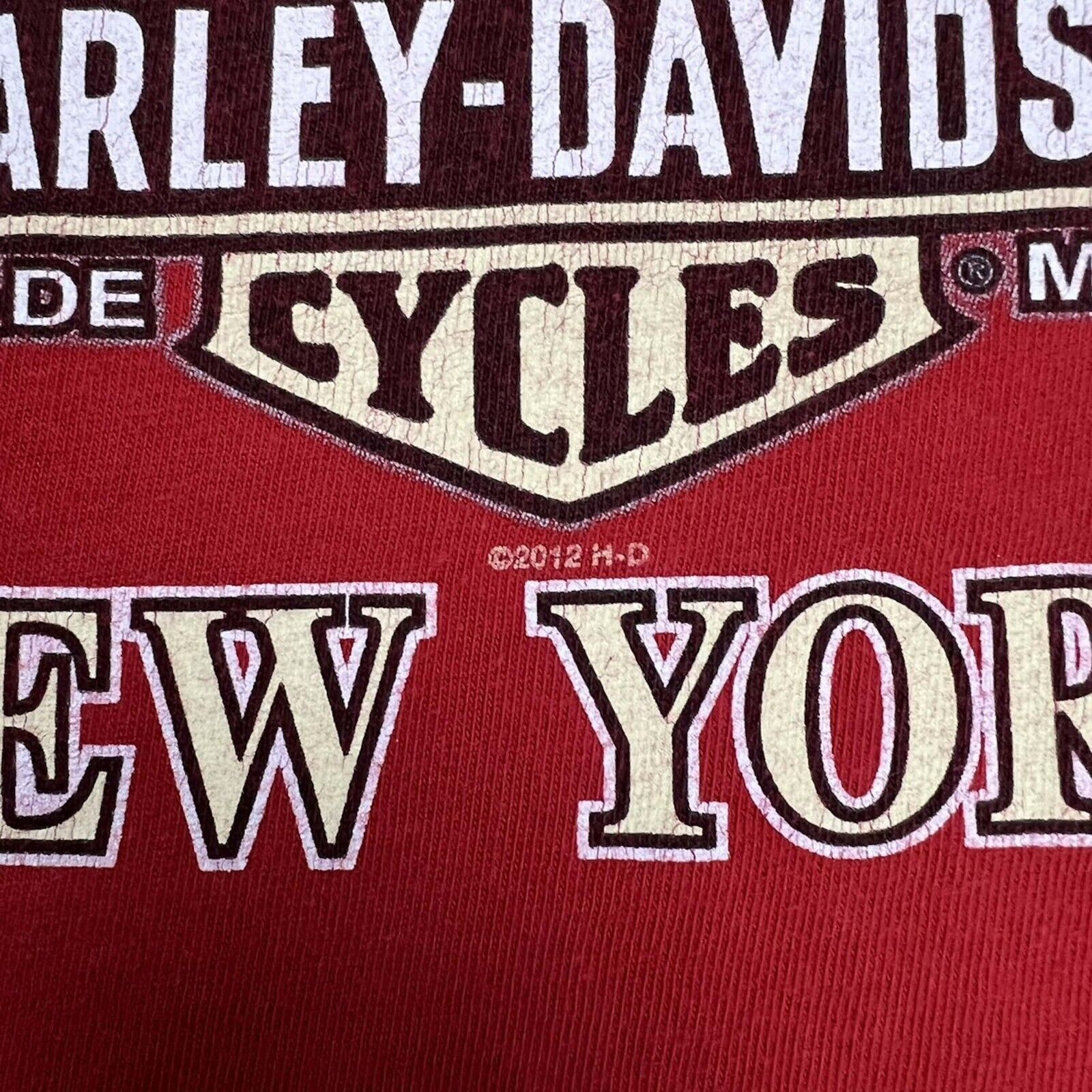 Harley Davidson × Vintage Vintage 2012 Harley Davidson T Shirt New York Motorcycle Tee Size US XXL / EU 58 / 5 - 3 Thumbnail