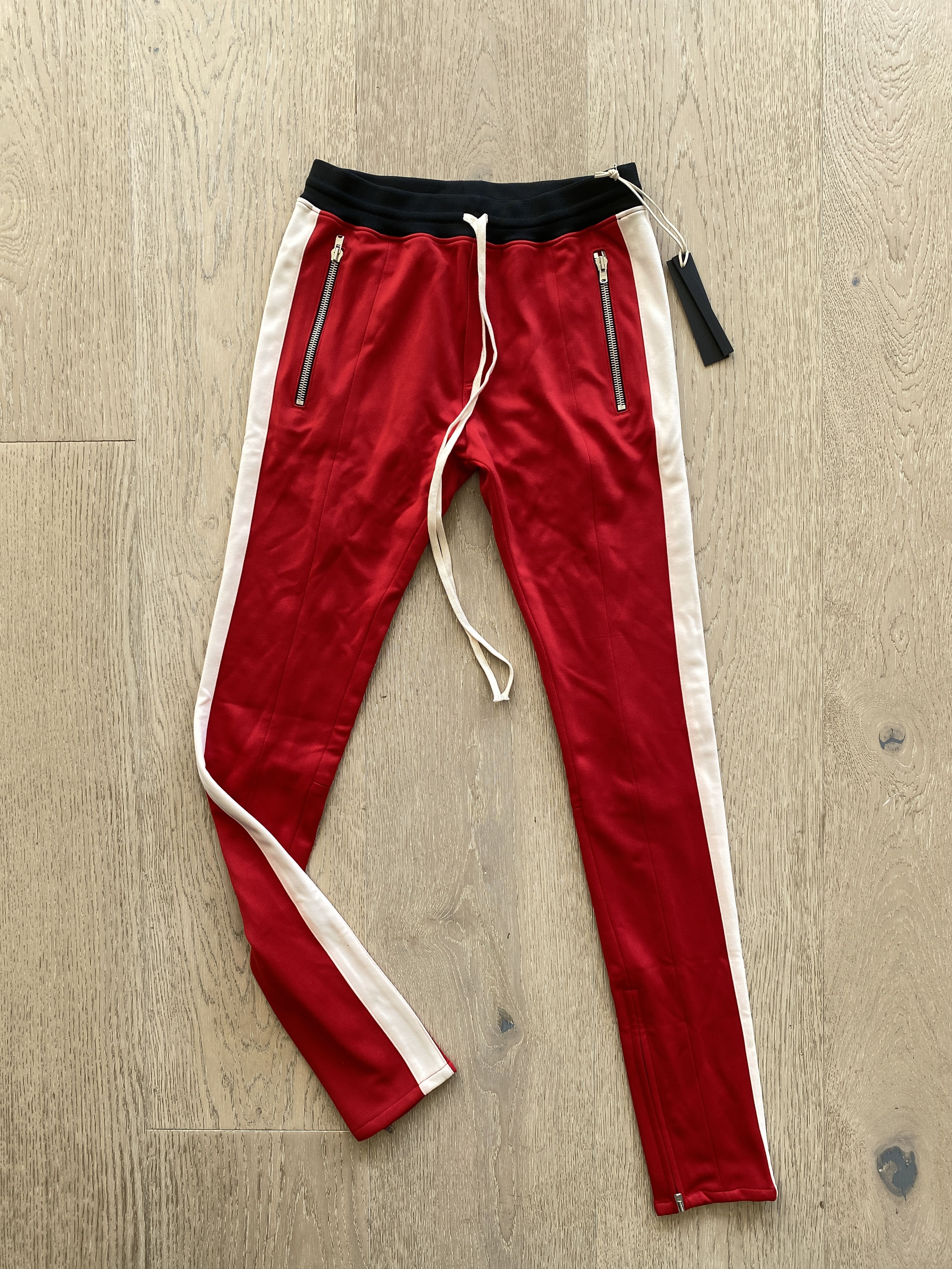 Fear of God Fear of god double stripe track pants black red | Grailed