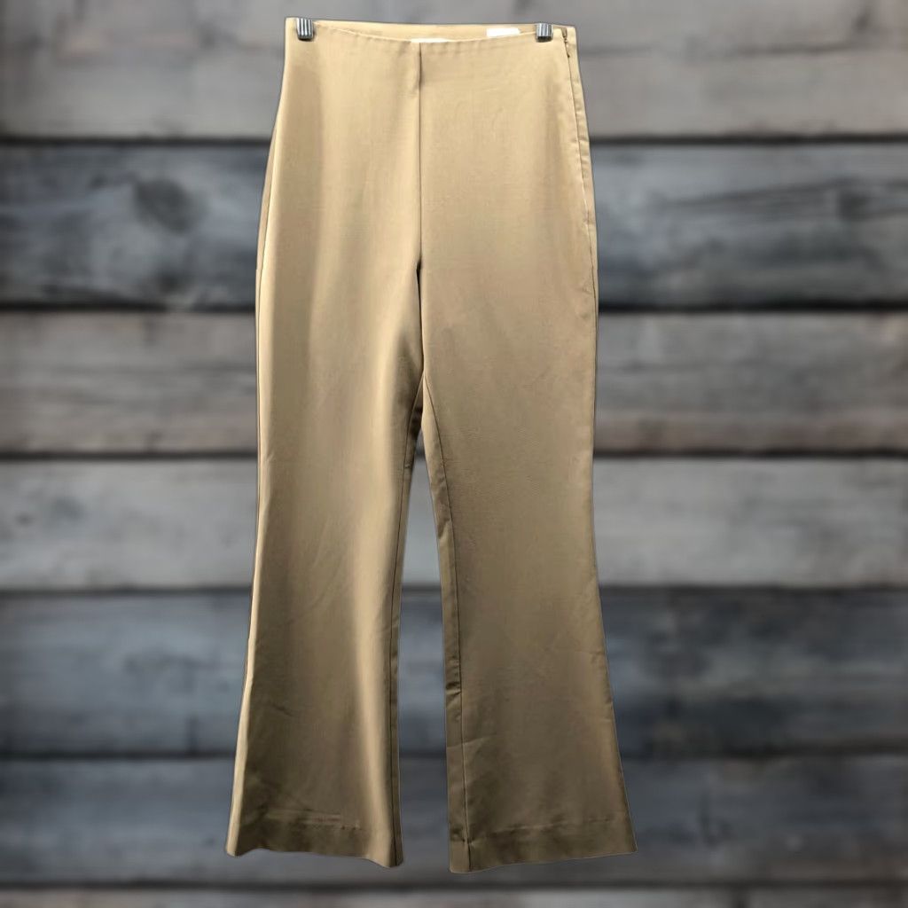 H&M H&M High Rise Flare Dress Pants Womens 4 Beige Side Zip Stretch Flat Front Size 27" / US 4 / IT 40 - 1 Thumbnail