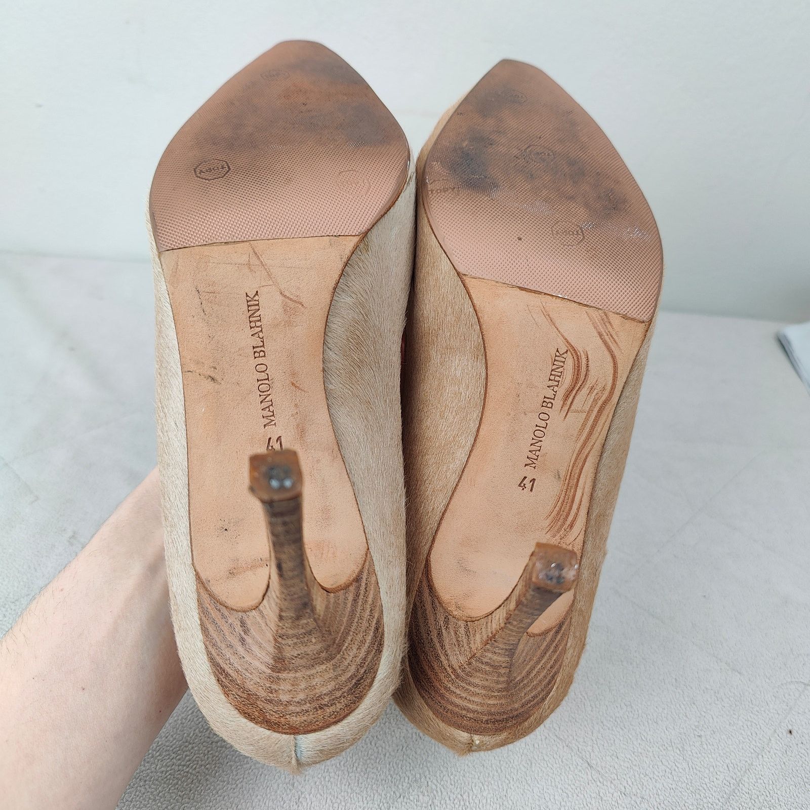 Other Manolo Blahnik BB 90 Pumps Womens 41 11 Tan Pony Hair Size US 11 / IT 41 - 5 Thumbnail