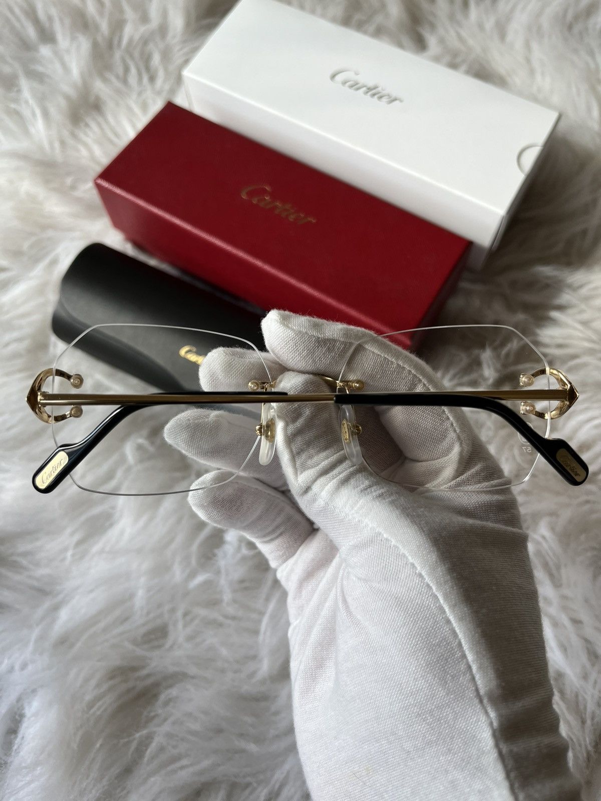 Cartier Cartier Big C’s Decor Clear Frame Gold Glasses Size ONE SIZE - 2 Thumbnail