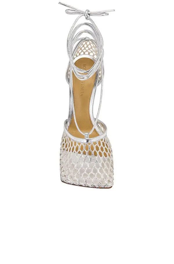 Bottega Veneta o1n1vont1225 Stretch Lace-Up Sandals in Silver Size US 10 / IT 40 - 3 Thumbnail