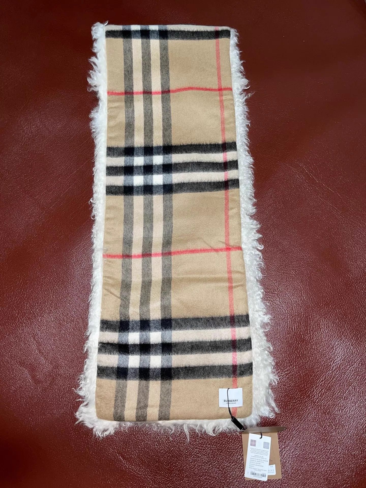 Burberry Burberry Unisex Double-Faced Check Scarf Cashmere Mohair Size ONE SIZE - 5 Thumbnail