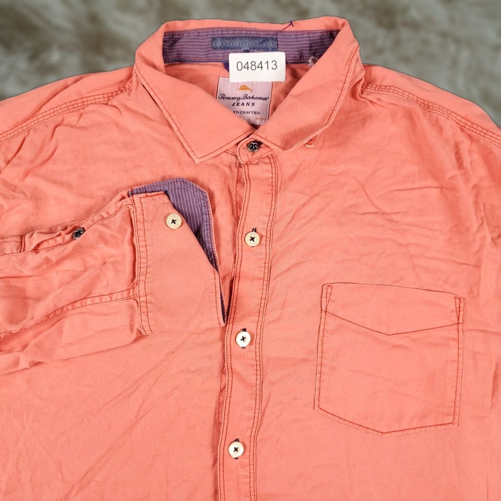Tommy Bahama VINTAGE Tommy Bahama Shirt Men Large Orange Casual Button-Up Long Sleeve Size US L / EU 52-54 / 3 - 1 Thumbnail
