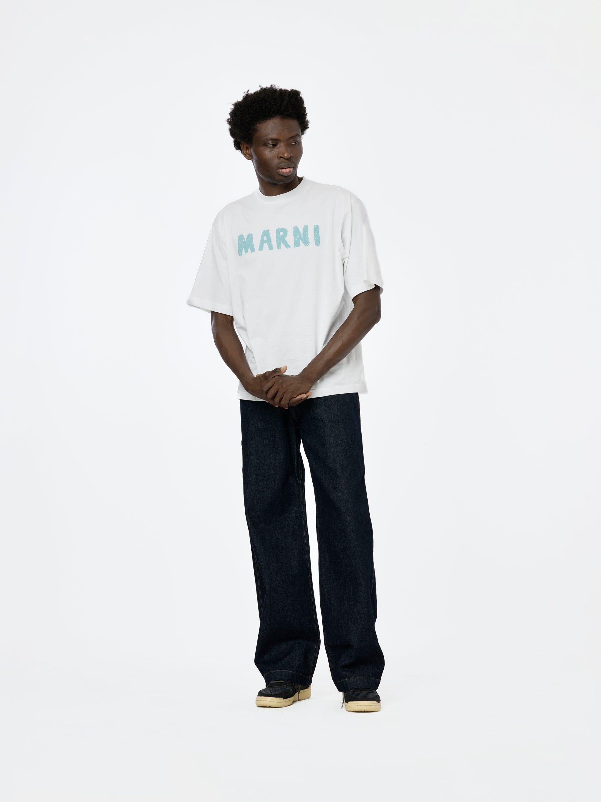 Marni o1w1db11125 Brushed Logo T-Shirt in White Size US XL / EU 56 / 4 - 5 Thumbnail
