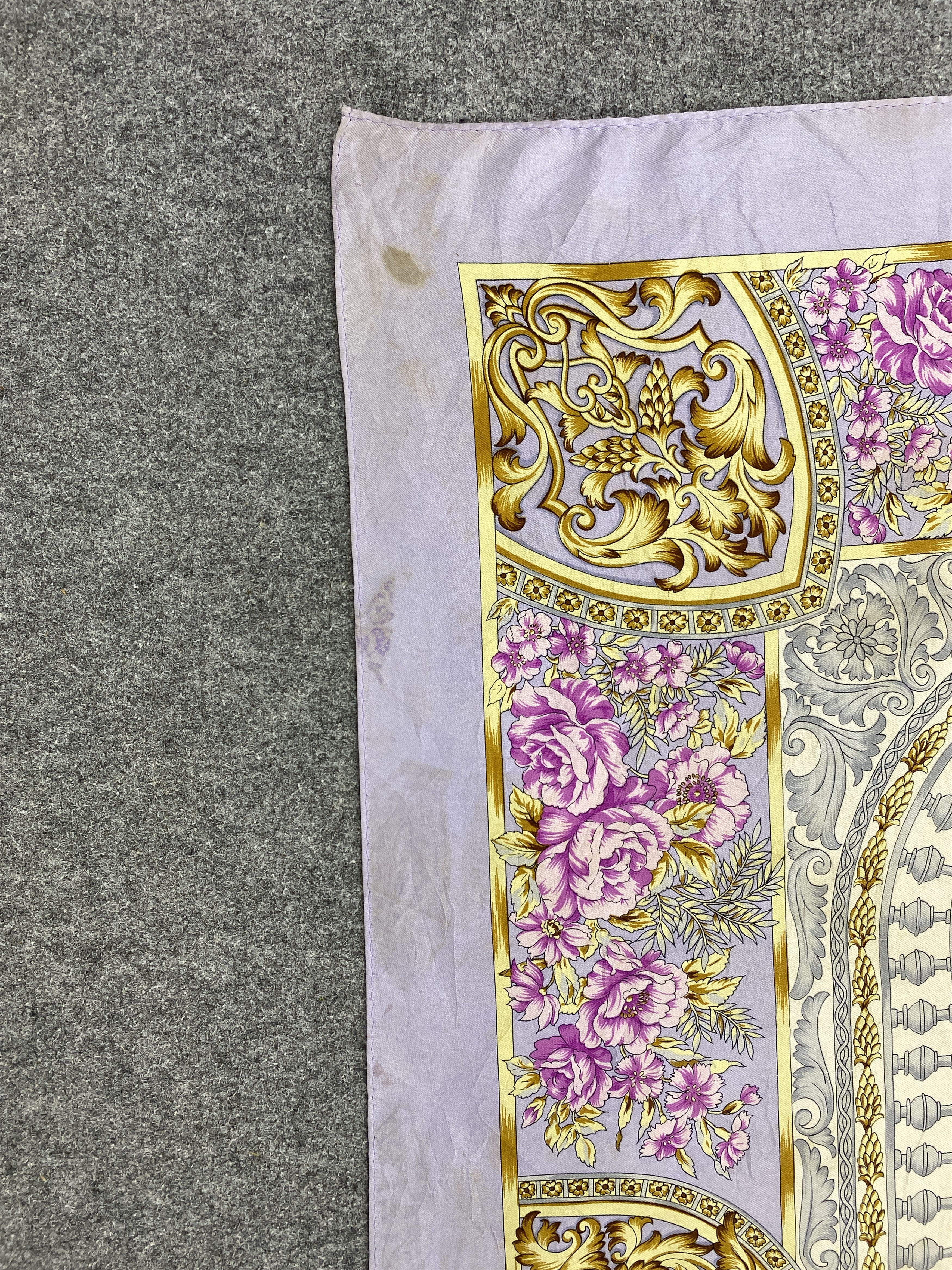 Japanese Brand Vintage Japanese Brand Floral Silk Scarf SN0166 Size ONE SIZE - 7 Thumbnail