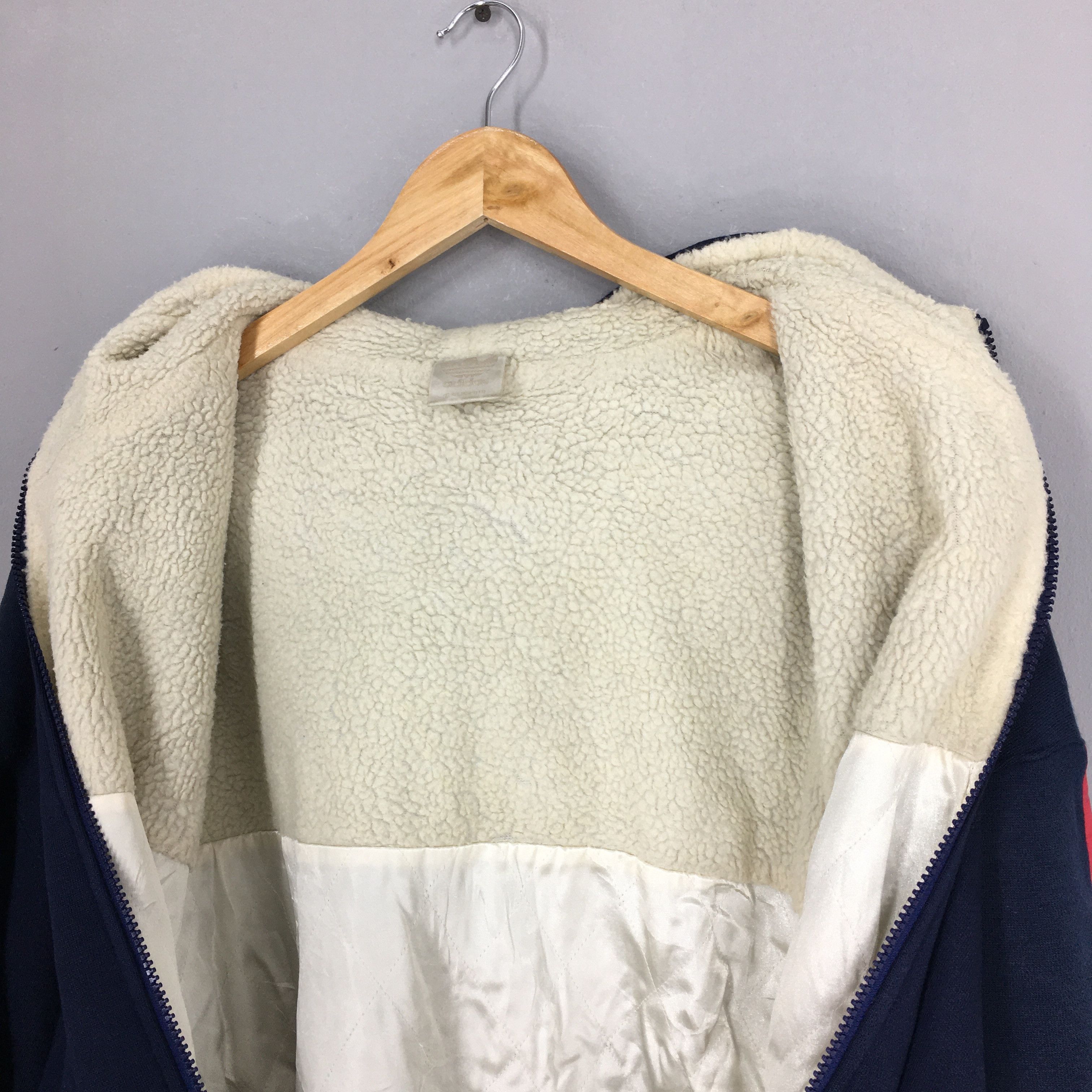 Adidas Vintage 80s Adidas Trefoil Sherpa Hoodie Sweatshirt XLarge Size US XL / EU 56 / 4 - 6 Thumbnail