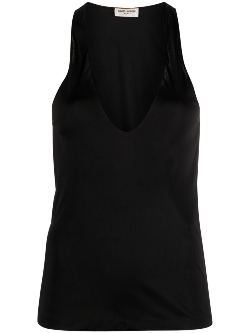 Saint Laurent Paris DEEP NECKLINE JERSEY TOP Size S / US 4 / IT 40 - 1 Thumbnail