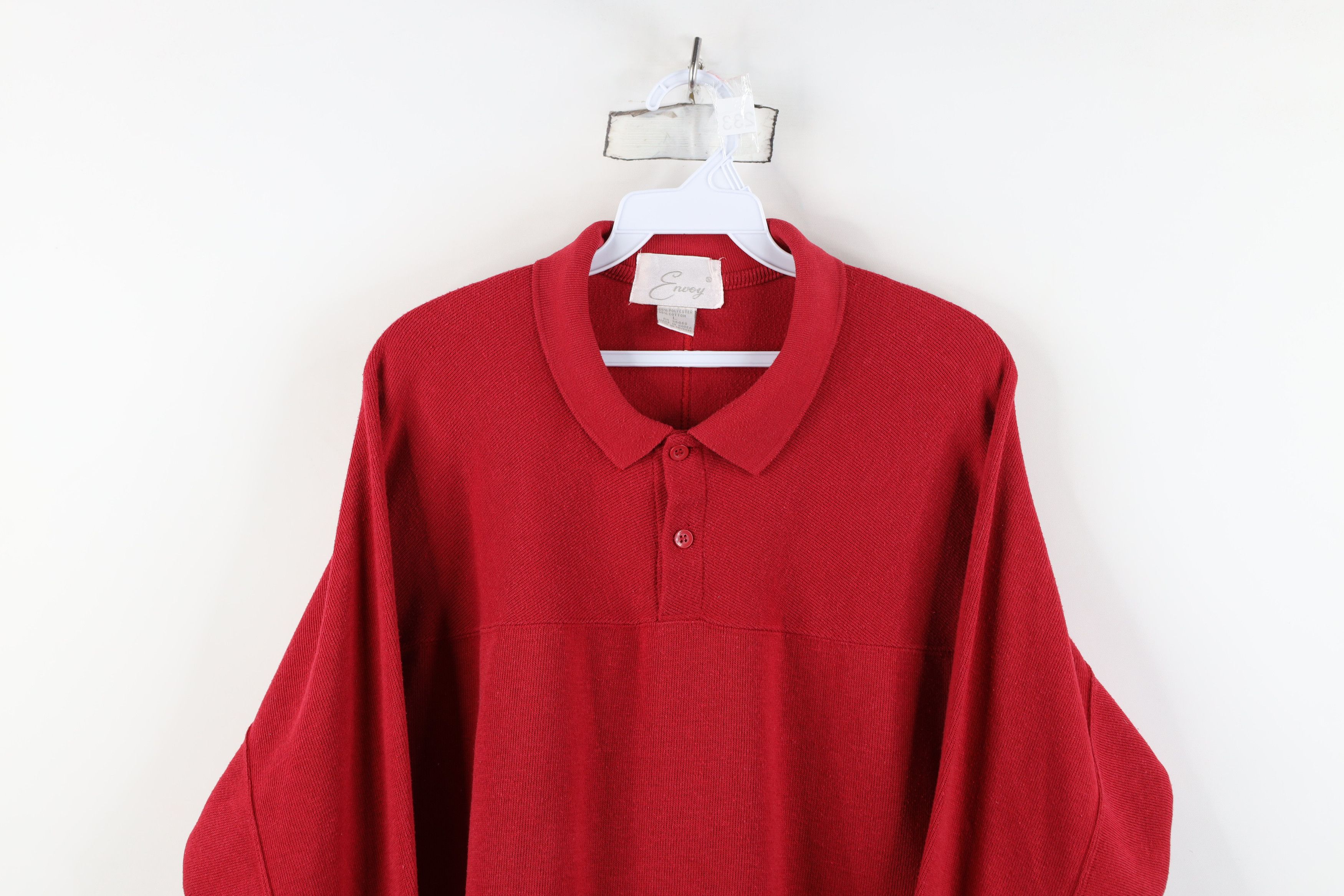 Vintage Vintage 90s Streetwear Heavyweight Long Sleeve Pullover Polo Size US L / EU 52-54 / 3 - 2 Thumbnail