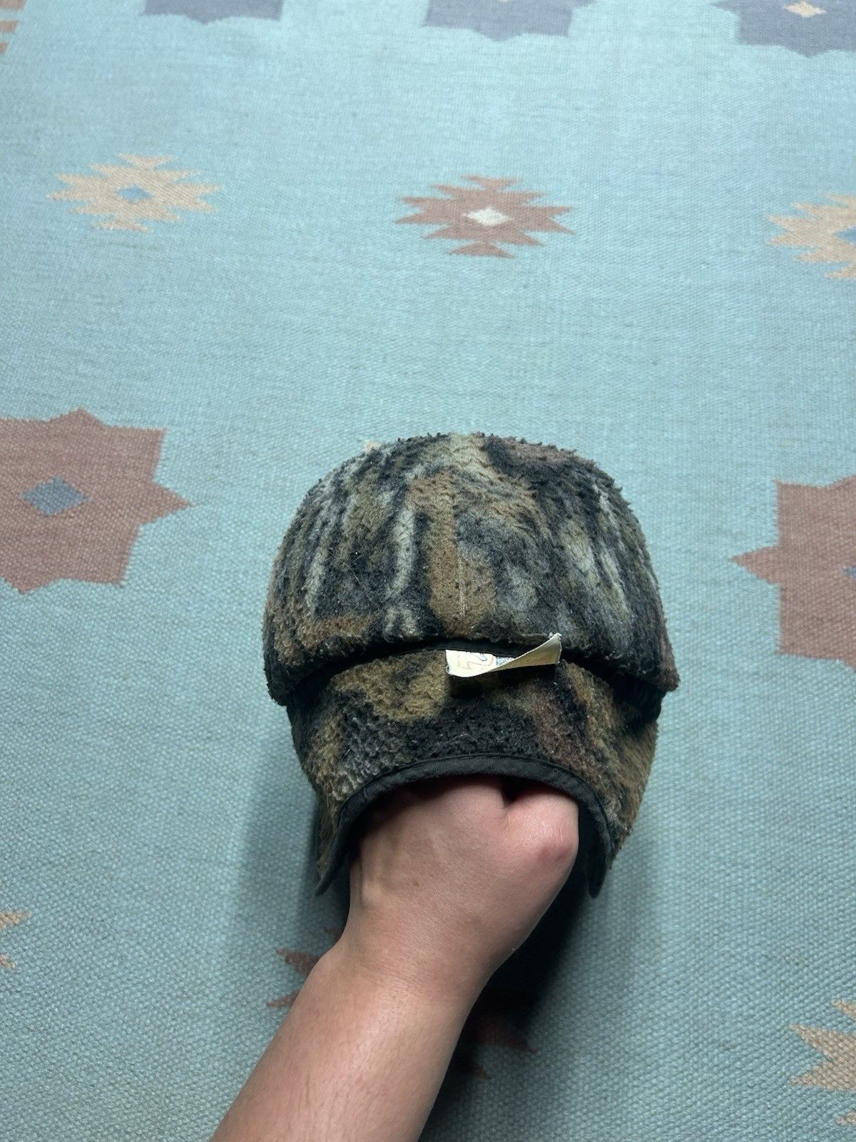 Vintage VTG 80s camo trapper hat flap Trebark camouflage fleece USA Size ONE SIZE - 4 Thumbnail