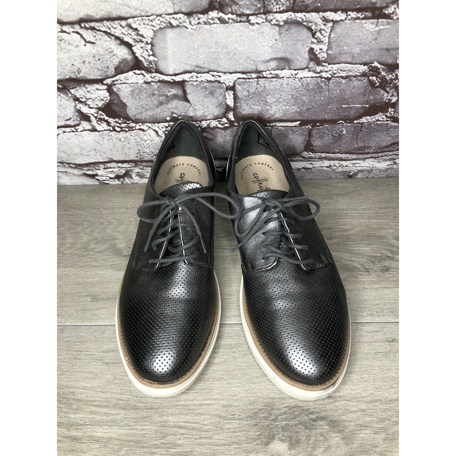 Clarks Clarks Collection Metallic Gunmetal Pewter Oxfords Shoes Wom Size US 8.5 / IT 38.5 - 2 Thumbnail