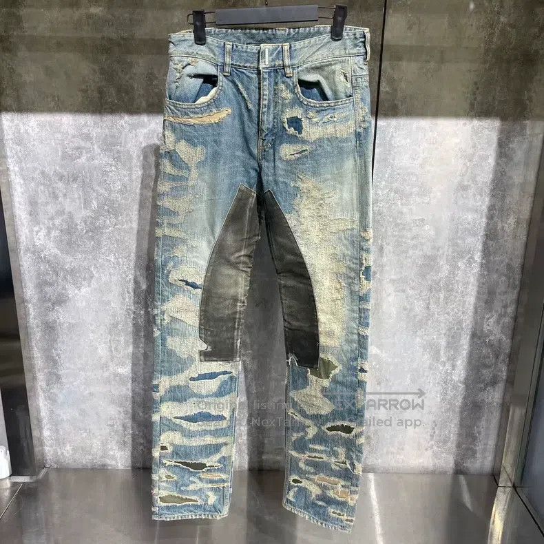 Givenchy Tattered Distressed Patchwork Denim Pants