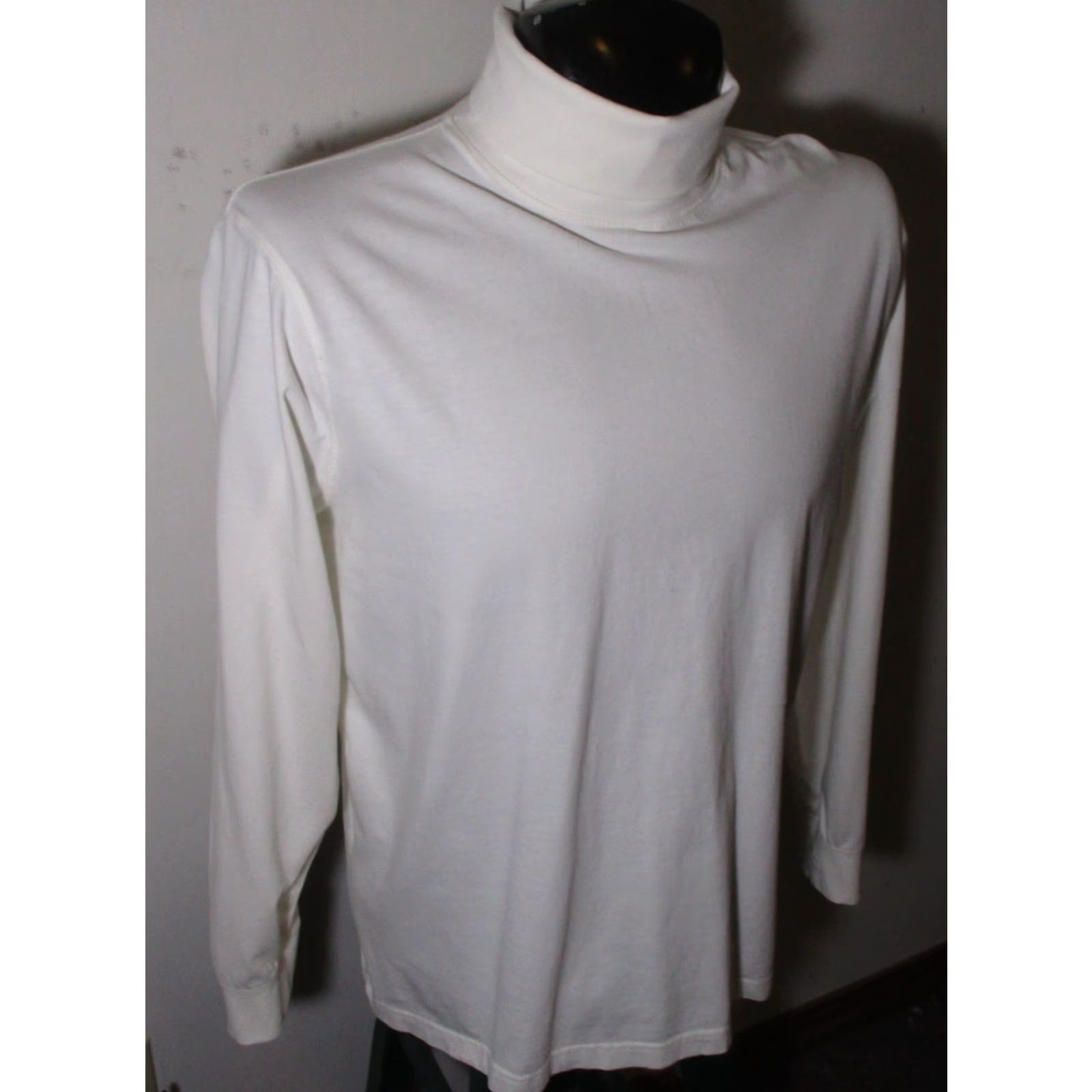 Vintage L.L. Bean White Long Sleeve Turtleneck Shirt Mens M Reg. Cotton Knit Size US M / EU 48-50 / 2 - 3 Thumbnail