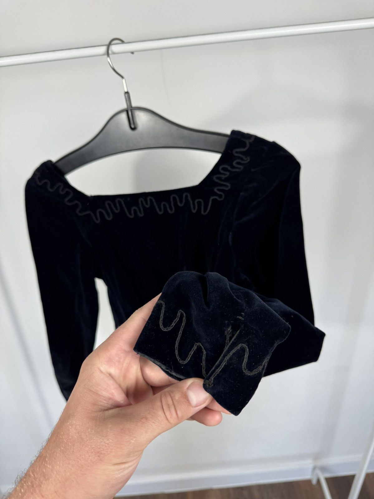 Other Antique Vintage Victorian Black Velvet Corset Blouse Top Size XS / US 0-2 / IT 36-38 - 18 Thumbnail