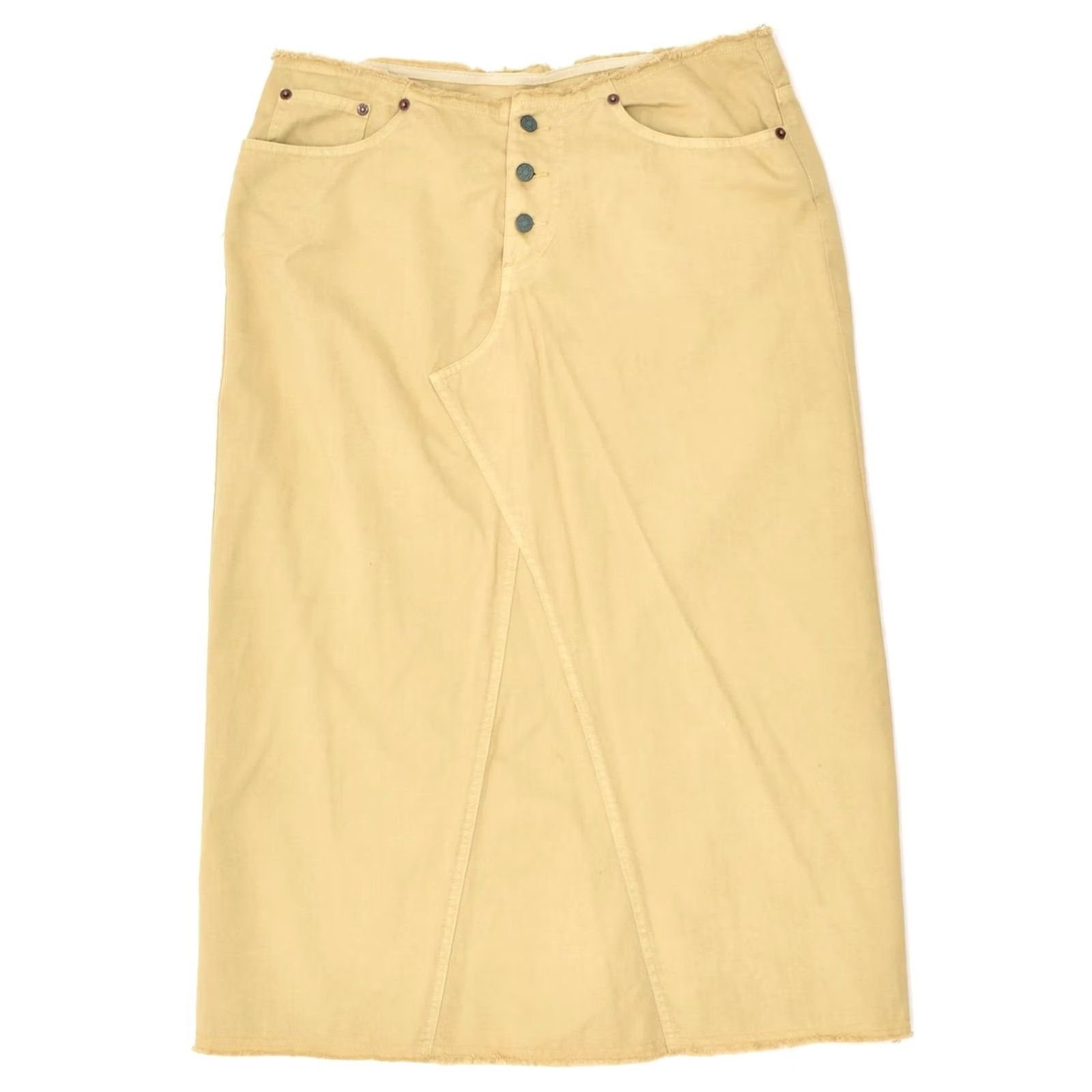 Vintage RIFLE Womens Midi Skirt W30 Medium Beige Cotton Size 30" / US 8 / IT 44 - 2 Thumbnail