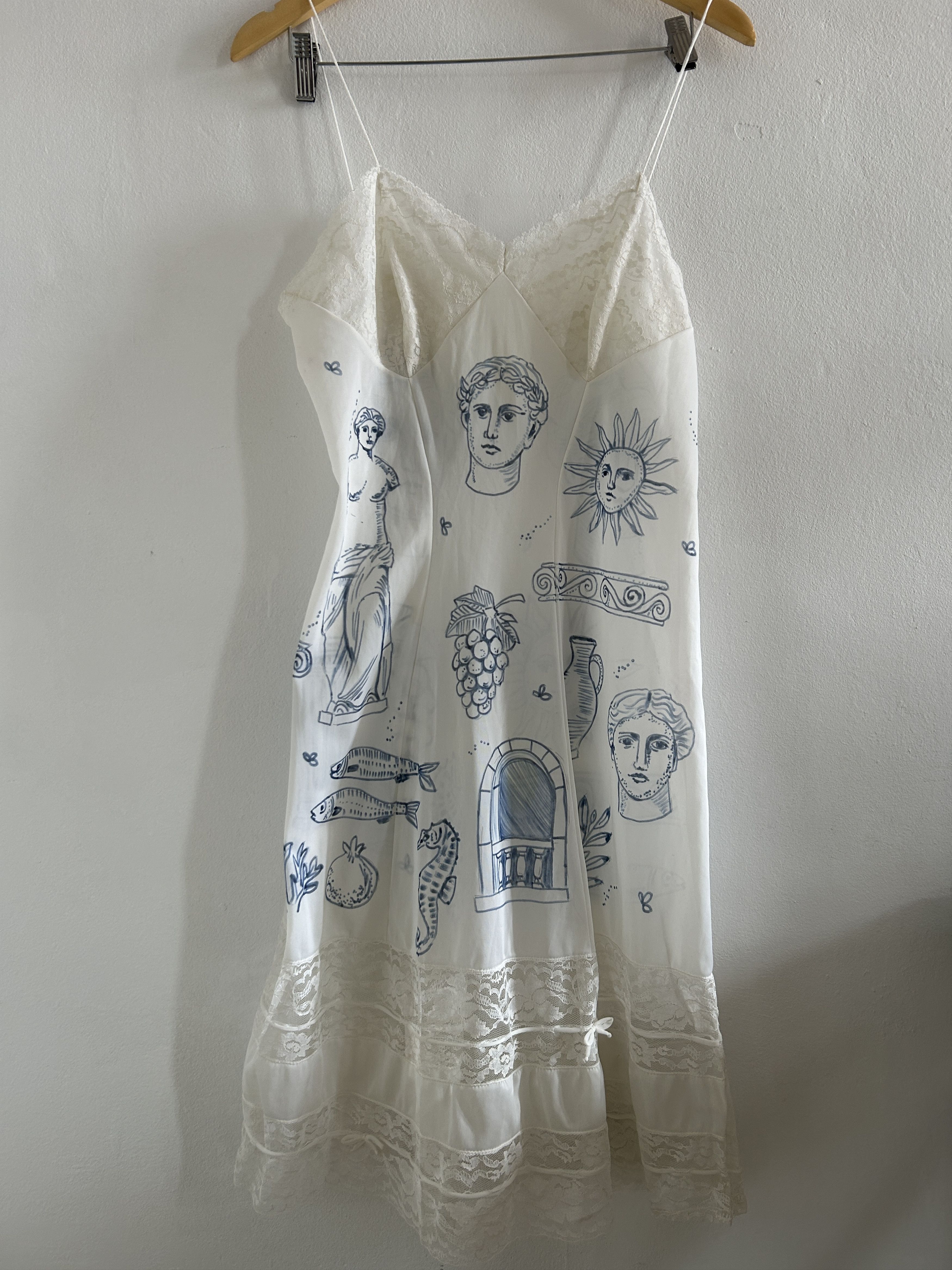 Custommade Vintage Hand-Painted Greek Slip Dress Size M / US 6-8 / IT 42-44 - 14 Thumbnail