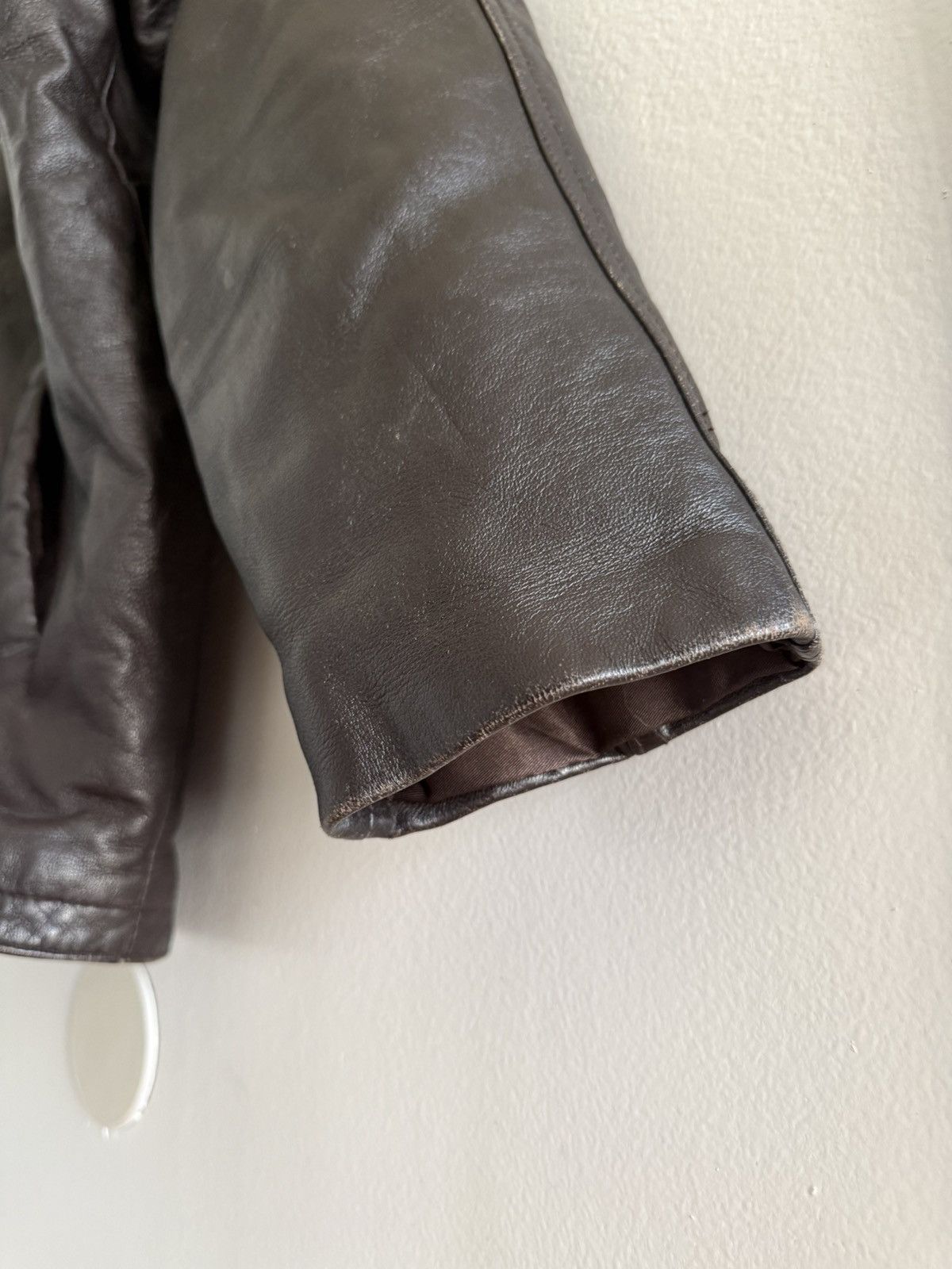 Vintage Vintage Leather Aged Zip Filled Lined Blouson Jacket Brown Size US L / EU 52-54 / 3 - 10 Thumbnail