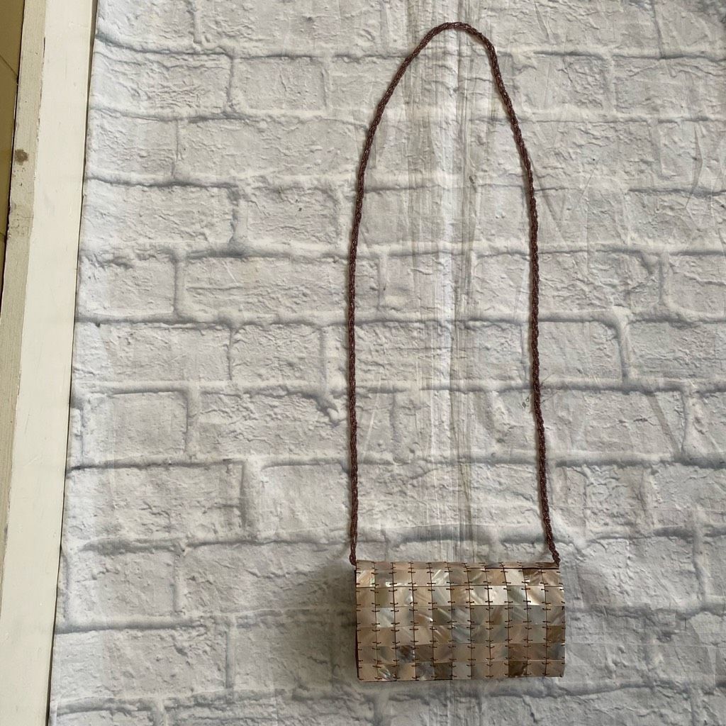 Mod Mini Clutch/shoulder Strap Purse W/square Tile Pattern A in Brown, Women's
