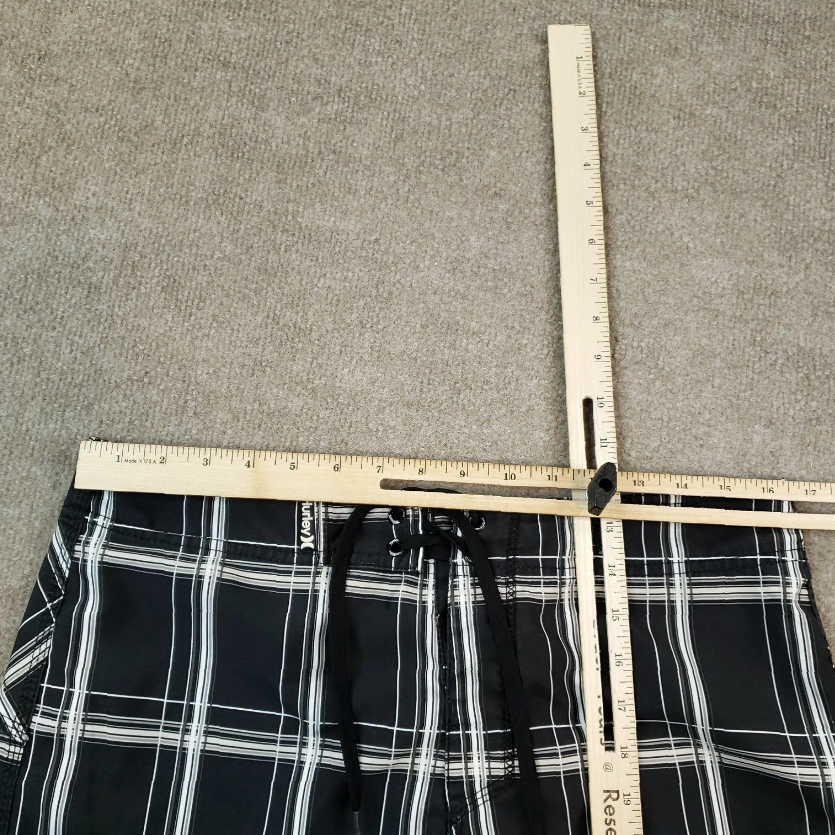 Hurley Hurley Mens Board Shorts 33 Black Plaid Drawstring Extra Large XL Summer Beach Size US 33 - 5 Thumbnail