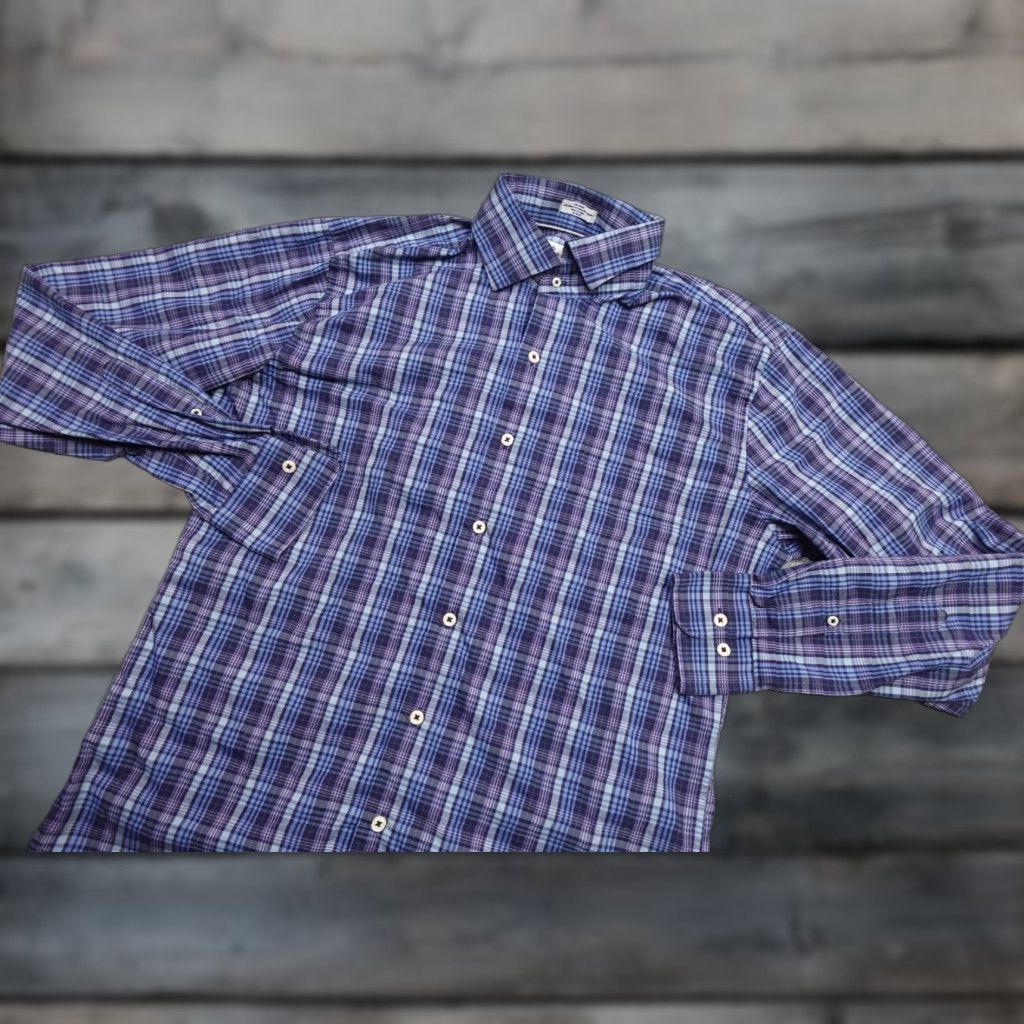 Peter Millar Peter Millar Shirt Mens Medium Blue Plaid Button-Up Size US M / EU 48-50 / 2 - 1 Thumbnail