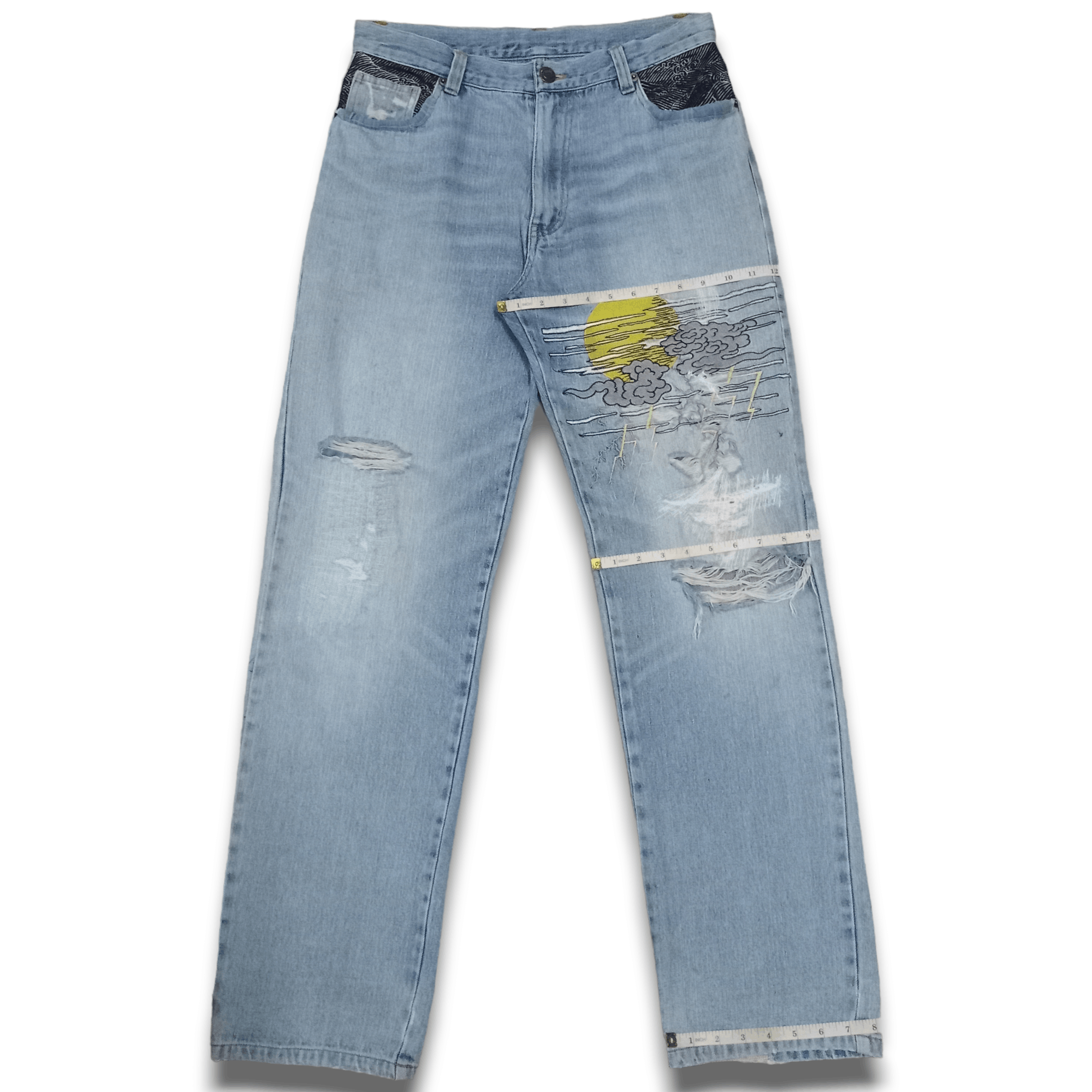 Japanese Brand Vintage Japanese Brand Embroidery God & Devil Baggy Jeans Size US 32 / EU 48 - 11 Thumbnail