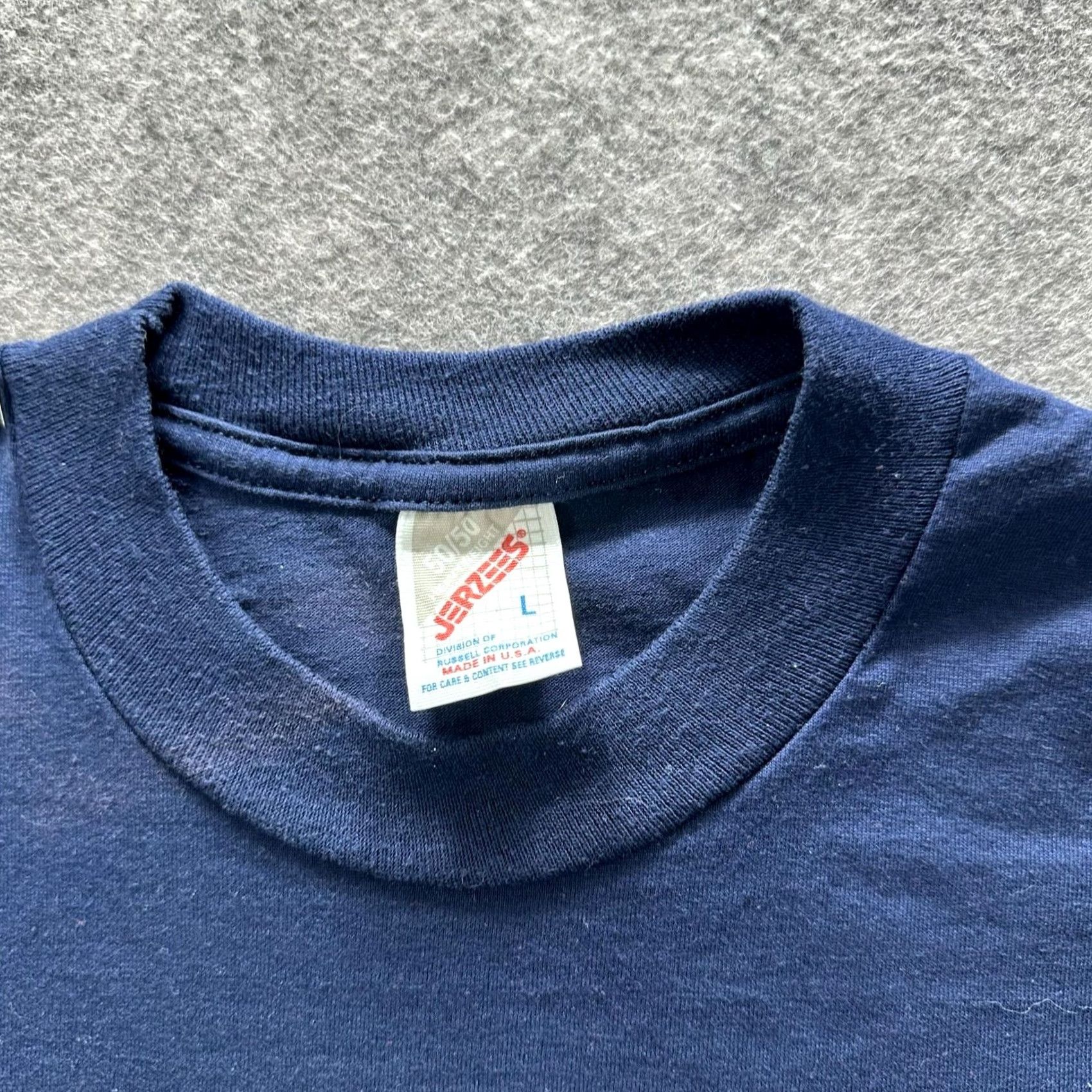 Jerzees JERZEES Shirt Mens L Blue Solid Crewneck Tee Cotton Polyester Made In USA Size US L / EU 52-54 / 3 - 3 Thumbnail