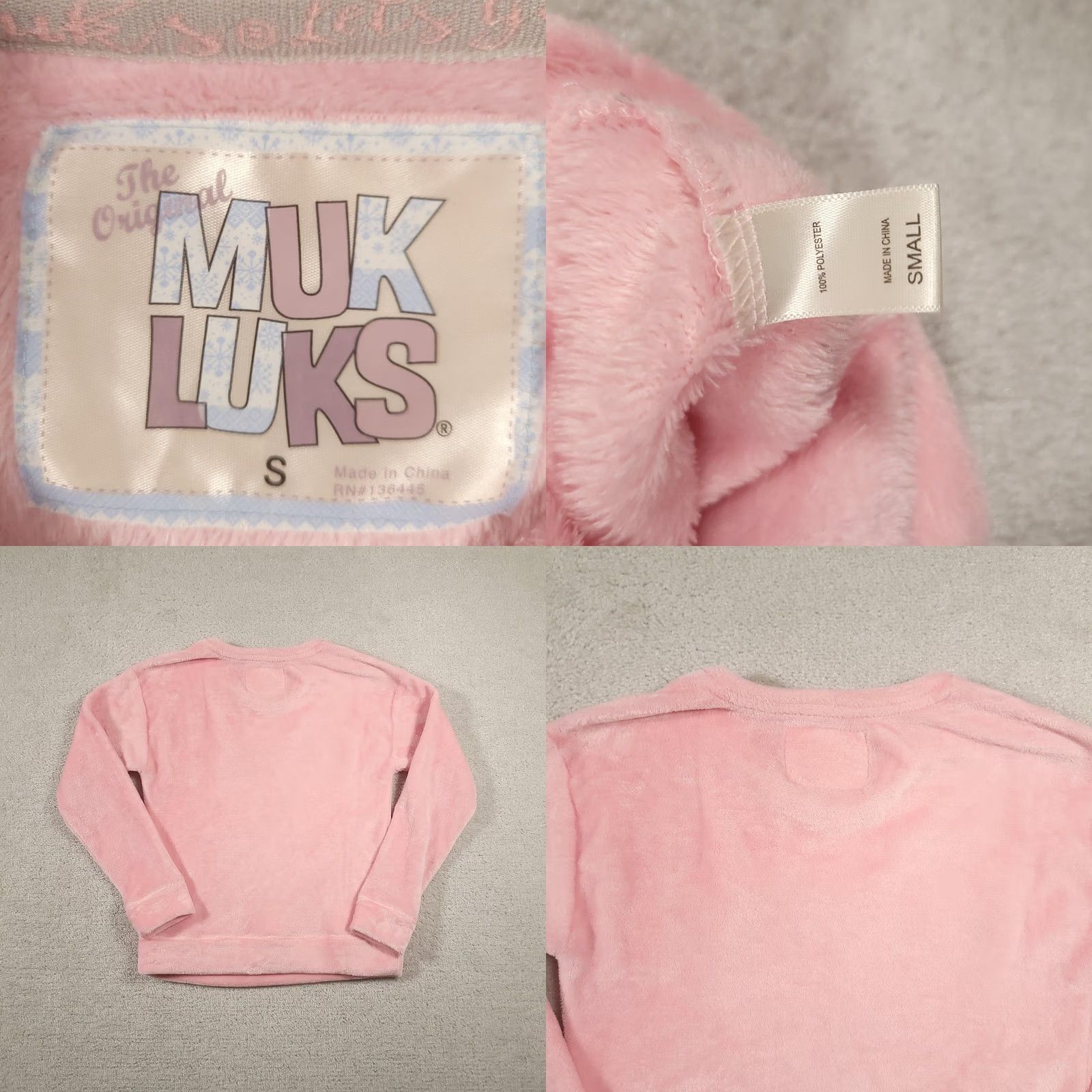 Vintage MUK LUKS Sweater Womens Small Pink Fuzzy Fleece PullOver Fair Isle Snowflake Shirt Size S / US 4 / IT 40 - 8 Thumbnail