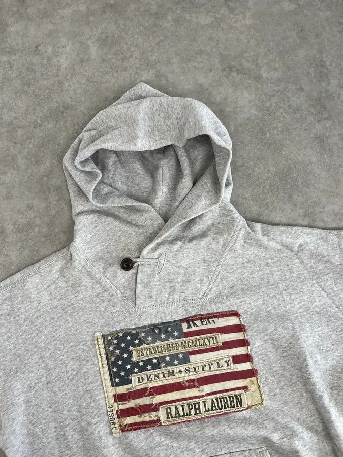 Polo Ralph Lauren 2010s Ralph Lauren Grey USA Flag Hoodie Sweater Size US S / EU 44-46 / 1 - 5 Thumbnail