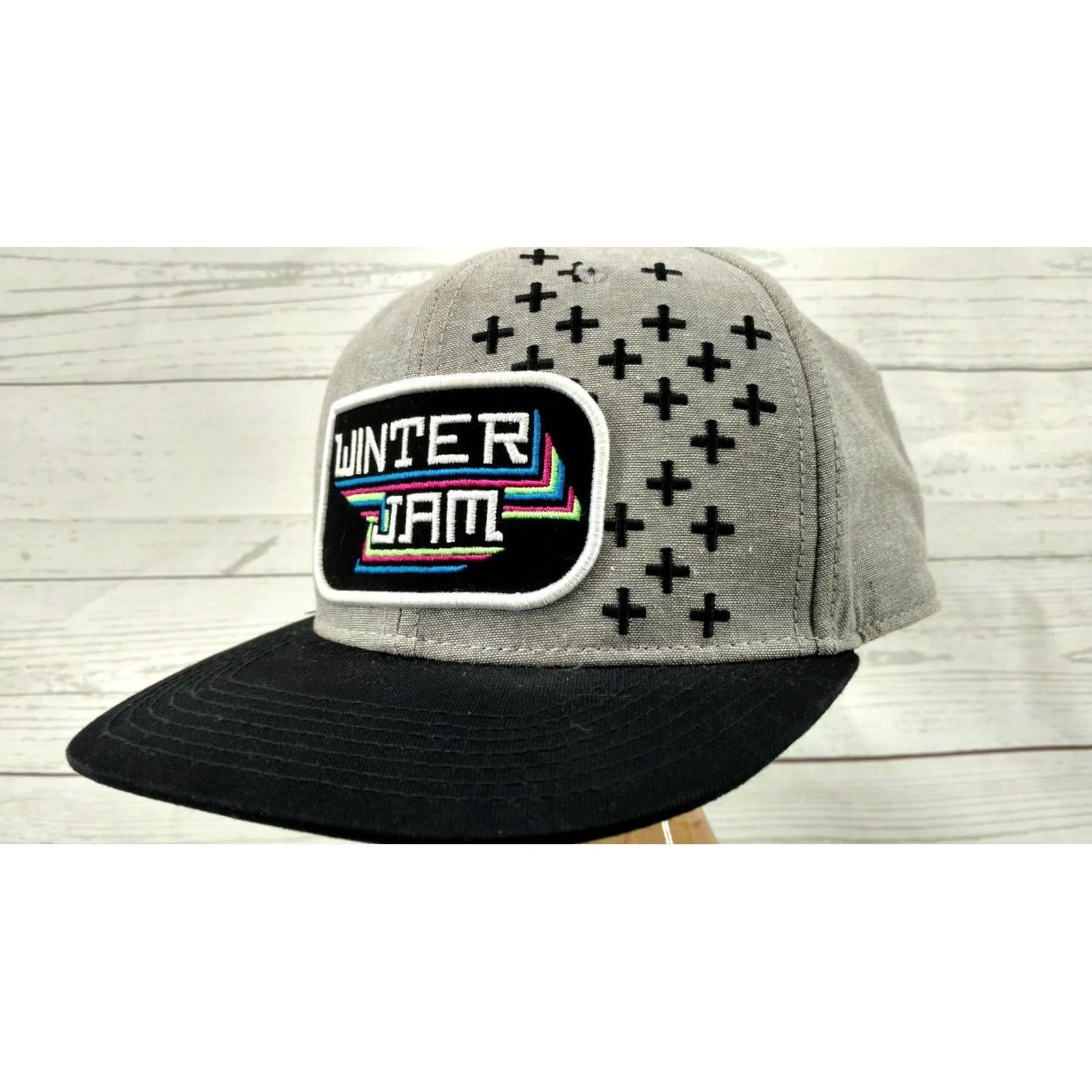 Vintage VINTAGE Essential Artist Winter Jam Snapback Hat Baseball Gray/Black Embroidery Mens Adjustable Cotton Cap Size ONE SIZE - 2 Thumbnail