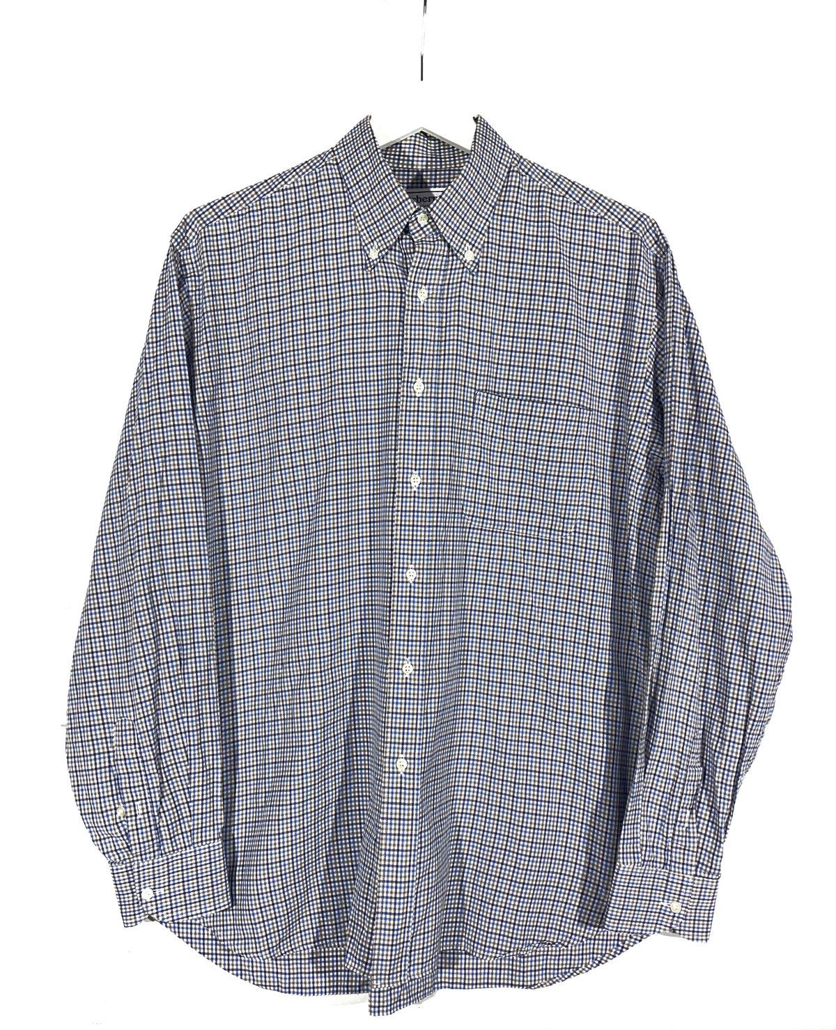 Burberry London Men Shirt Check Print Size 41 Made in France