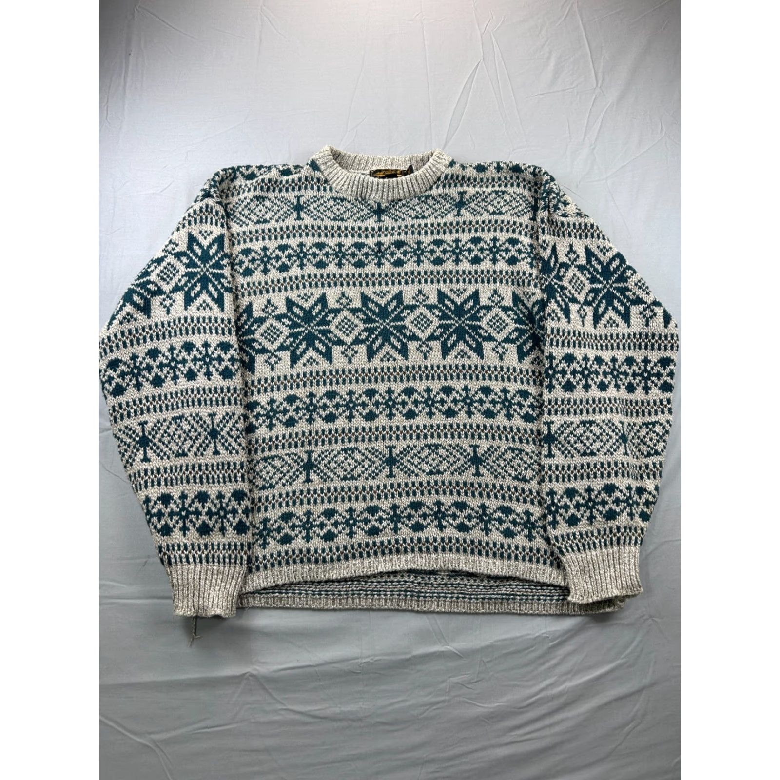 Eddie Bauer VINTAGE Eddie Bauer Mens XL Fair Isle Knit Sweater Gray USA Crew Neck Long Sleeve Pullover Winter Cotton Wool Size US XL / EU 56 / 4 - 6 Thumbnail