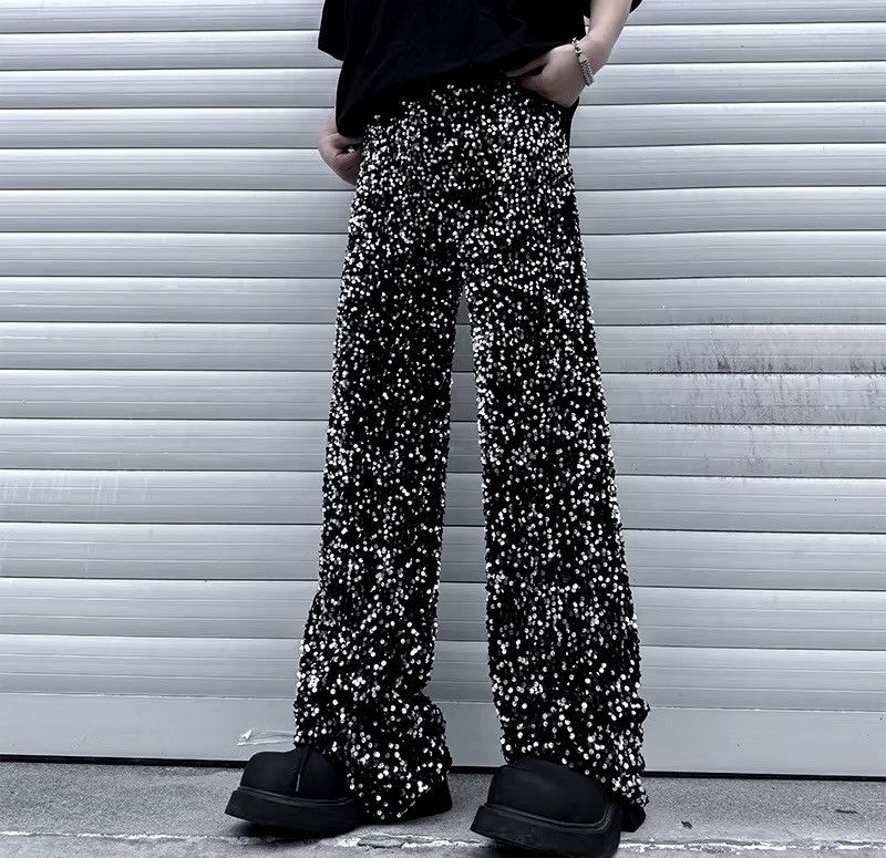 Other Wide Leg Pant Sequin Niche Design Bling Night Size US 33 - 4 Thumbnail