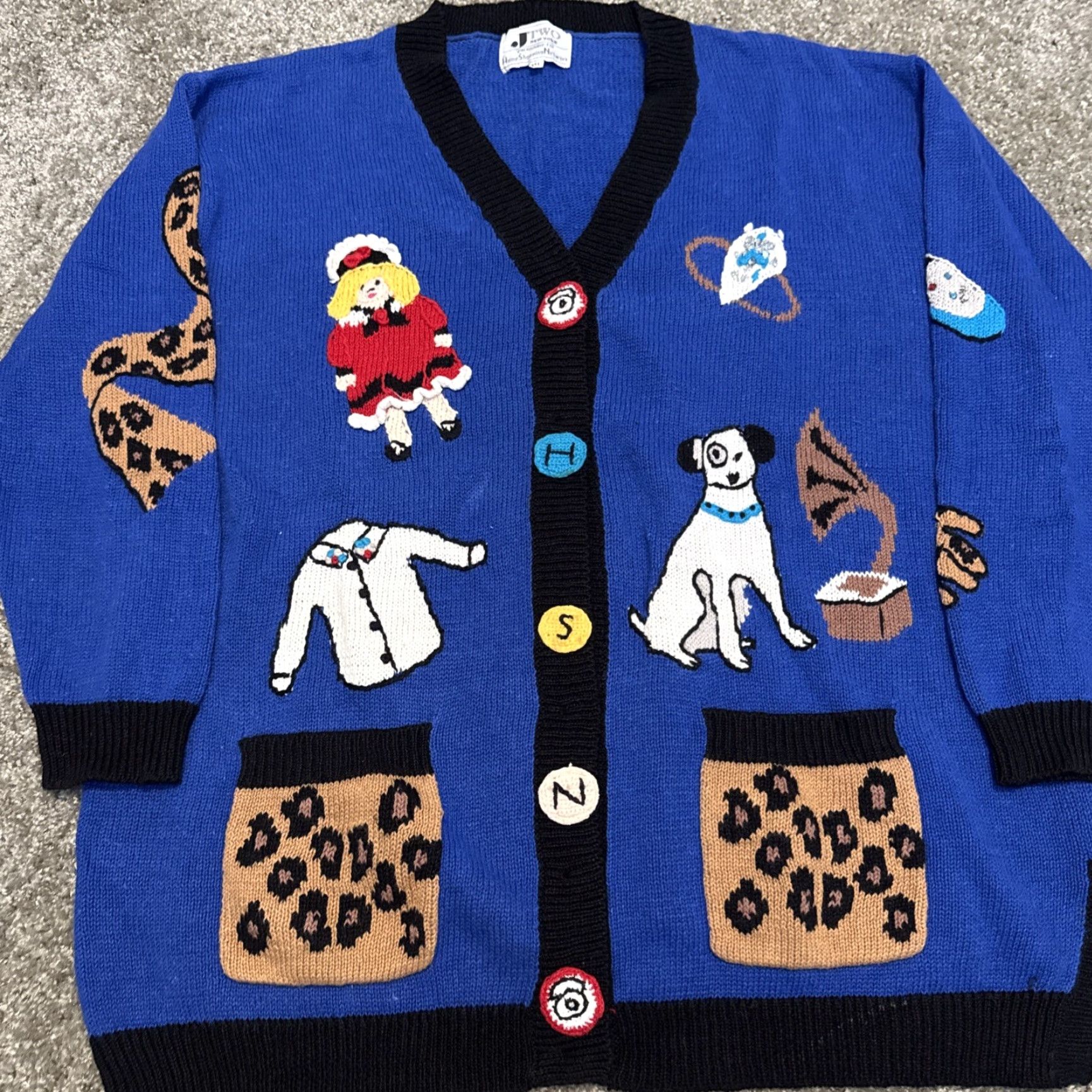 Vintage VINTAGE J Two Cardigan Sweater Knit Cotton Blue 3X Women 90s Plus Shirt Ladies Mens? Size XXL / US 16-18 / IT 52-54 - 3 Thumbnail