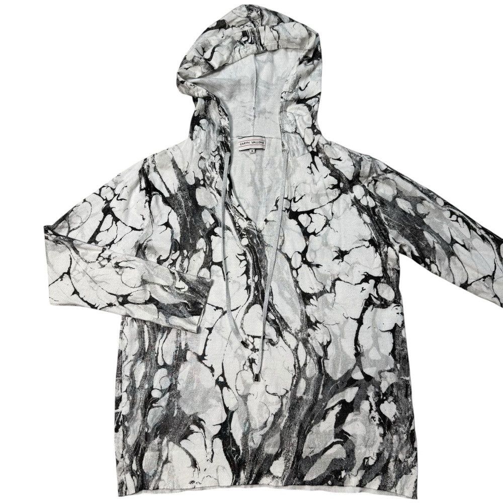 Other Caryn Vallone Marble Print Cotton Long Sleeve Hoodie Sweate Size S / US 4 / IT 40 - 6 Thumbnail