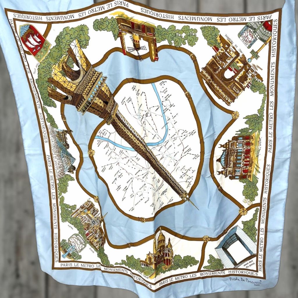 Vintage VINTAGE Nicole De Beauvoir Paris Scarf Historic Monuments Square Monuments Historiques Size ONE SIZE - 1 Thumbnail
