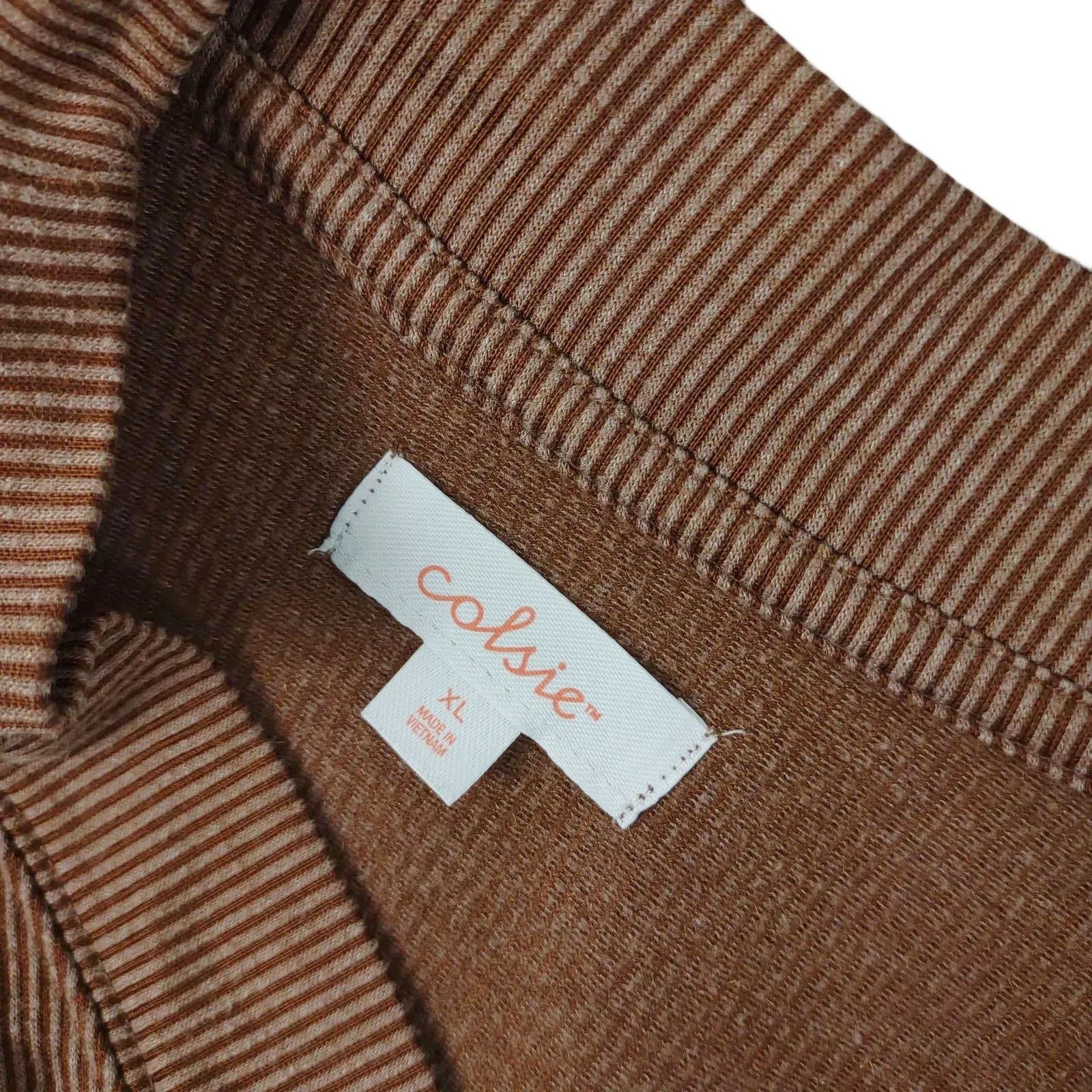 Other COLSIE Ribbed Cropped Cardigan Top Brown Cozy Baggy Oversize Size XL / US 12-14 / IT 48-50 - 2 Thumbnail