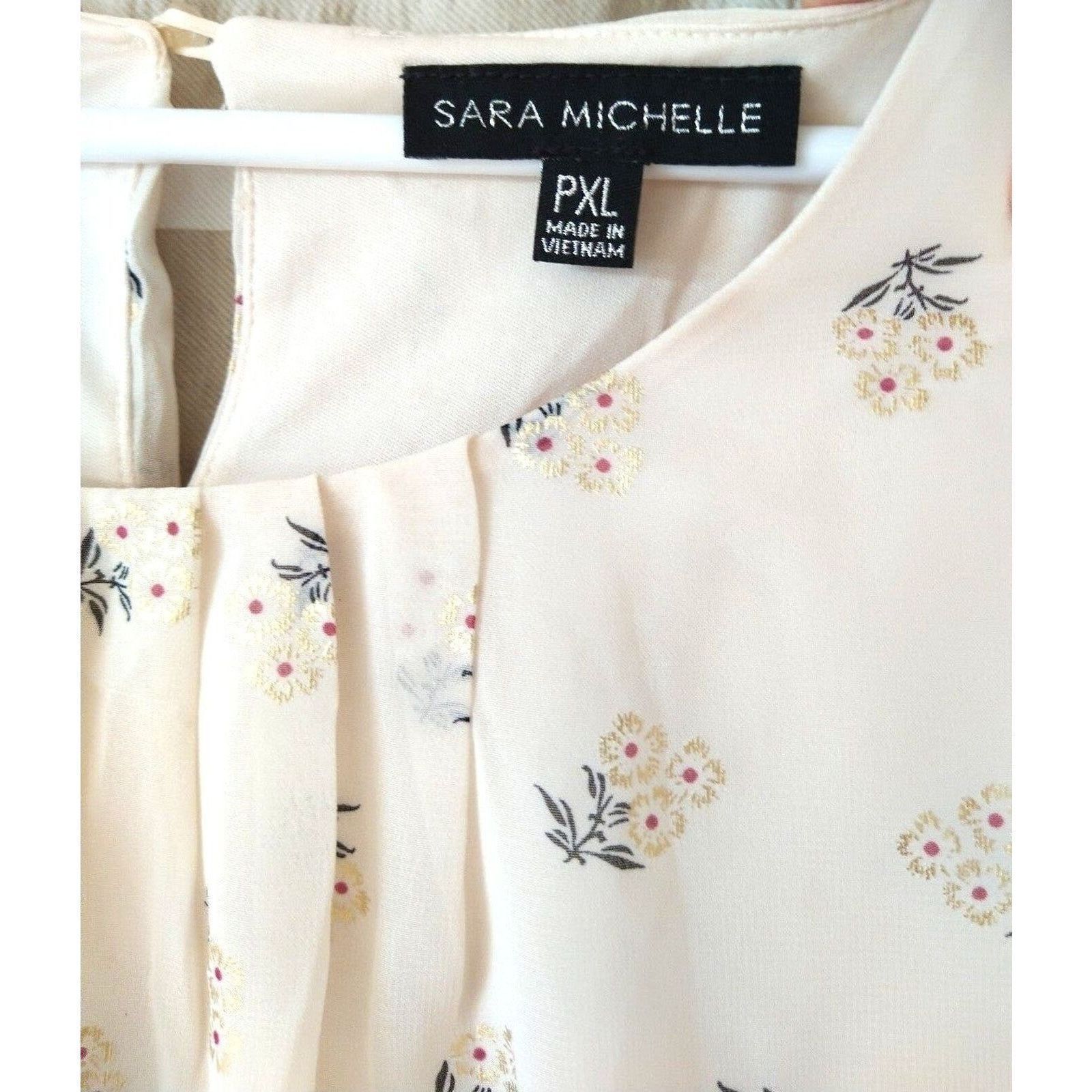 The Unbranded Brand Sara Michelle floral beige blouse butterfly sleeves PXL Size XL / US 12-14 / IT 48-50 - 4 Thumbnail