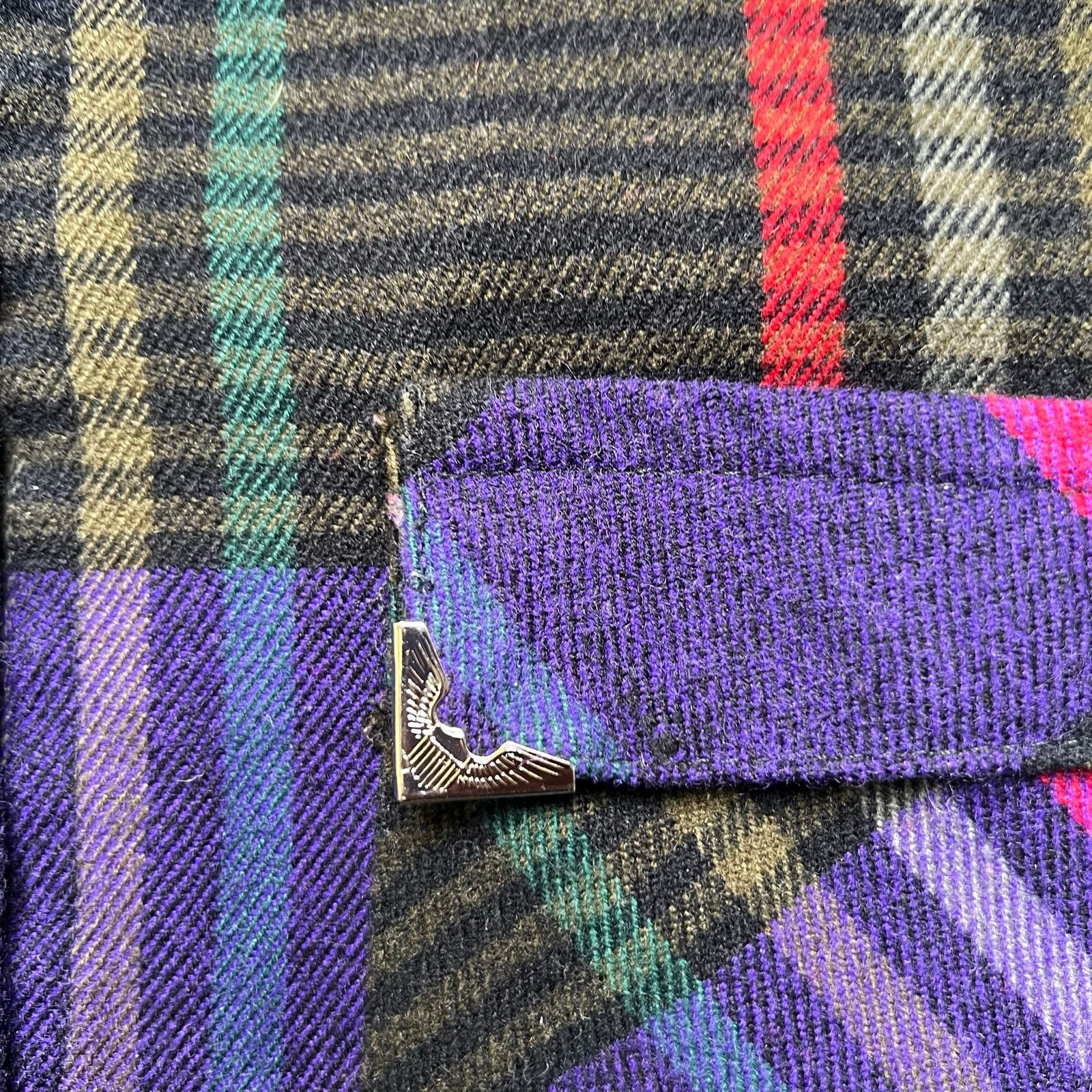 Vintage Vintage 90s Wool Blend Flannel Shirt Mens M/L Purple Plaid Size US L / EU 52-54 / 3 - 4 Thumbnail