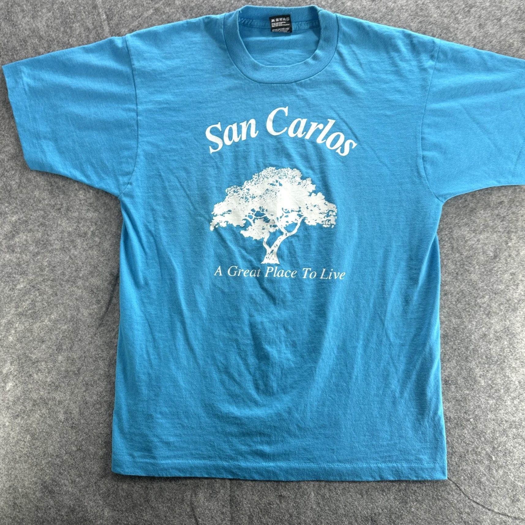 Fruit Of The Loom VINTAGE San Carlos Shirt Mens L Blue Fruit of the Loom Tee California Tree 90s City Travel Palm Print Graphic Cotton Polyester Crew Neck Short Sleeve Size US L / EU 52-54 / 3 - 2 Thumbnail